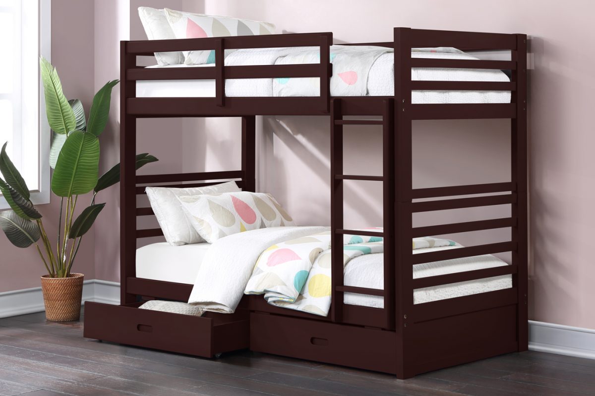 T2710 - Twin / Twin Bunk Bed with Storage Drawers in Espresso by Titus Furniture