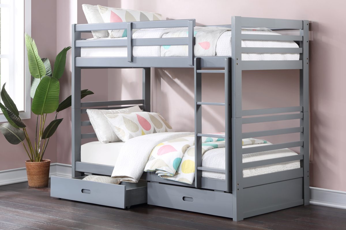 T2710 - Twin / Twin Bunk Bed with Storage Drawers in Grey by Titus Furniture