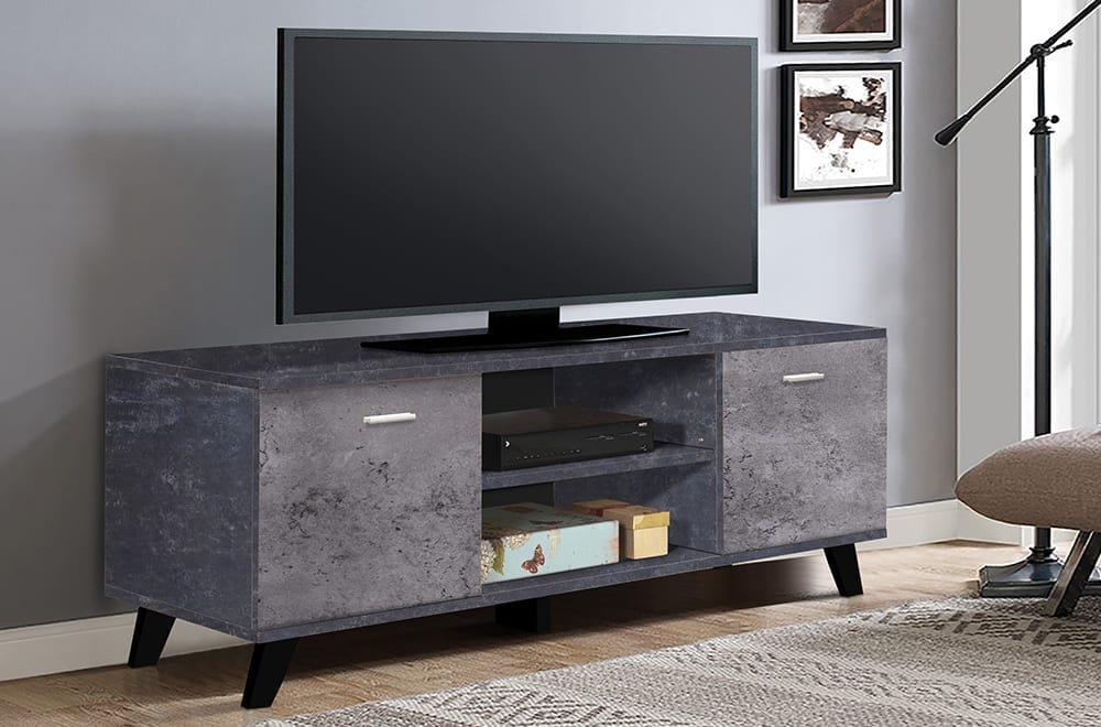 T750 - 48"L TV Stand in Two-tone Grey Concrete Finish by Titus Furniture