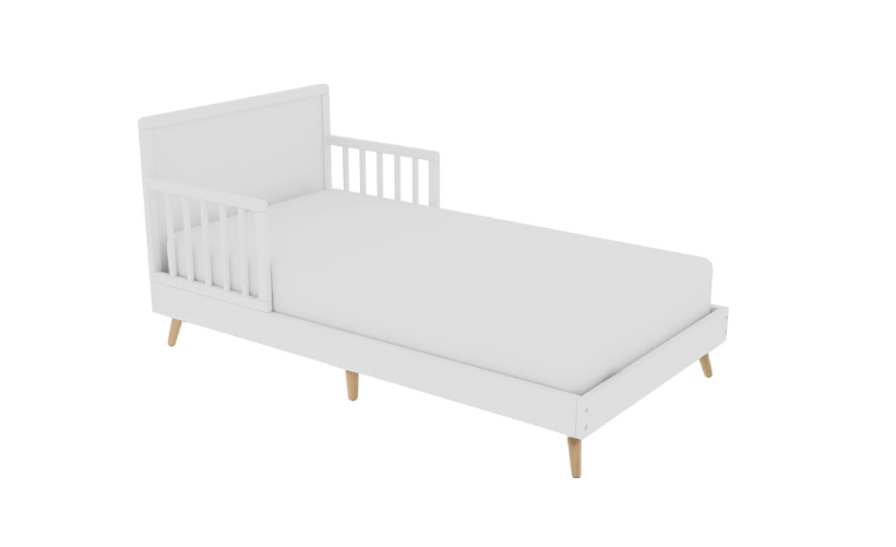 Toddler Bed - White with Natural Legs