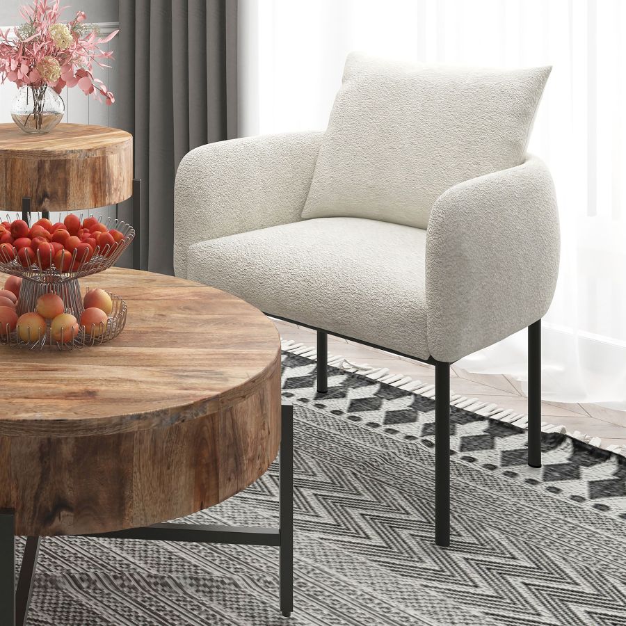 Zana Accent Chair in Cream Boucle by Worldwide Homefurnishings Inc
