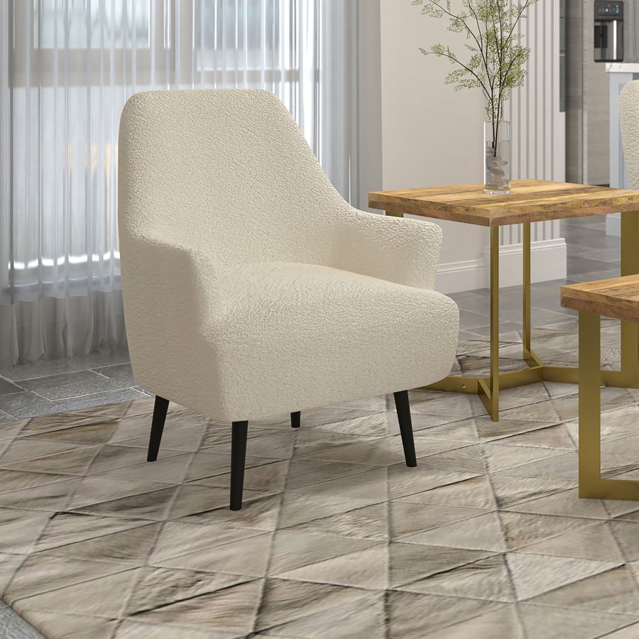 Zoey Accent Chair in Cream Boucle by Worldwide Homefurnishings Inc