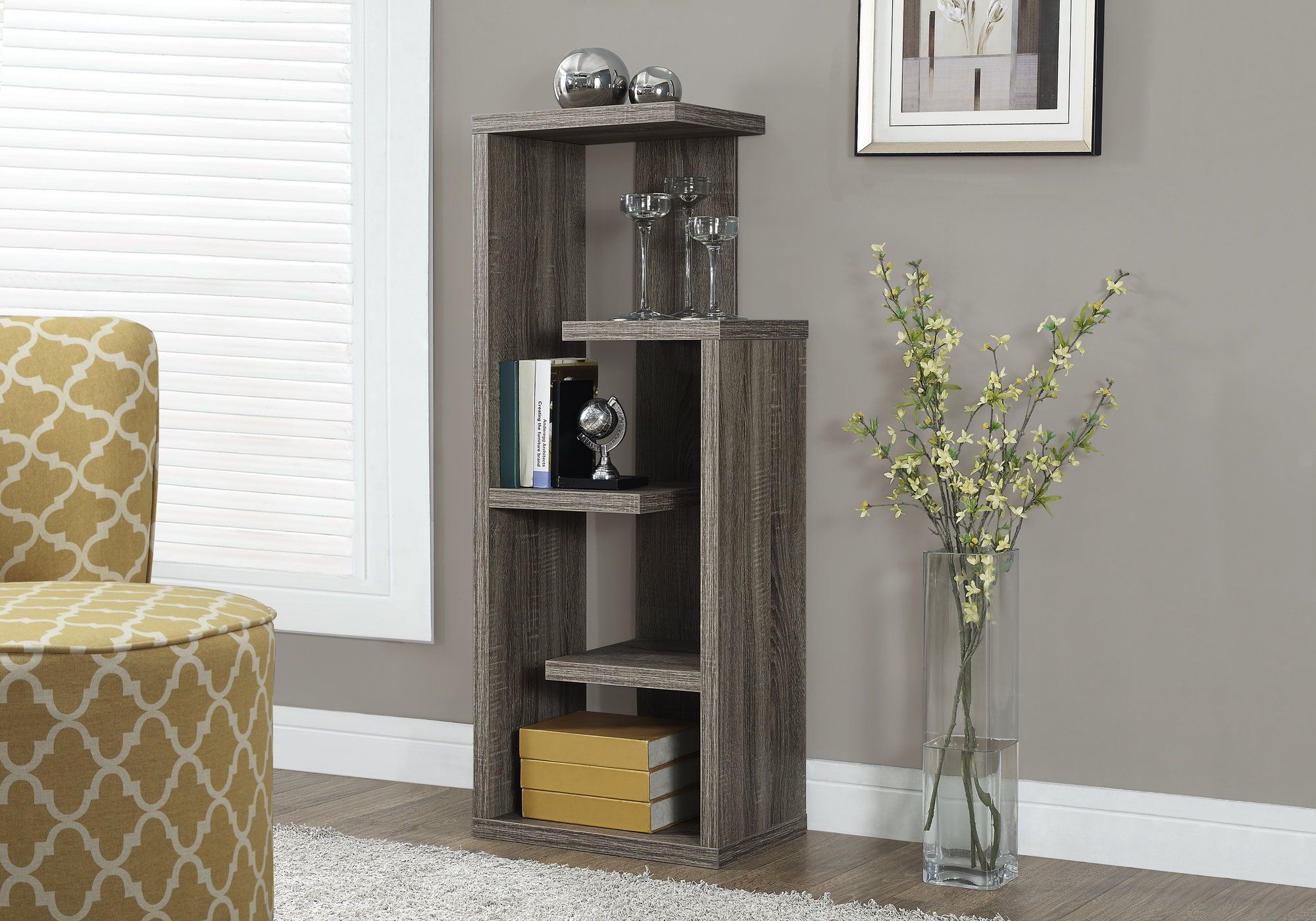 I 2467 - BOOKCASE - 48"H / DARK TAUPE ACCENT DISPLAY UNIT BY MONARCH SPECIALTIES INC