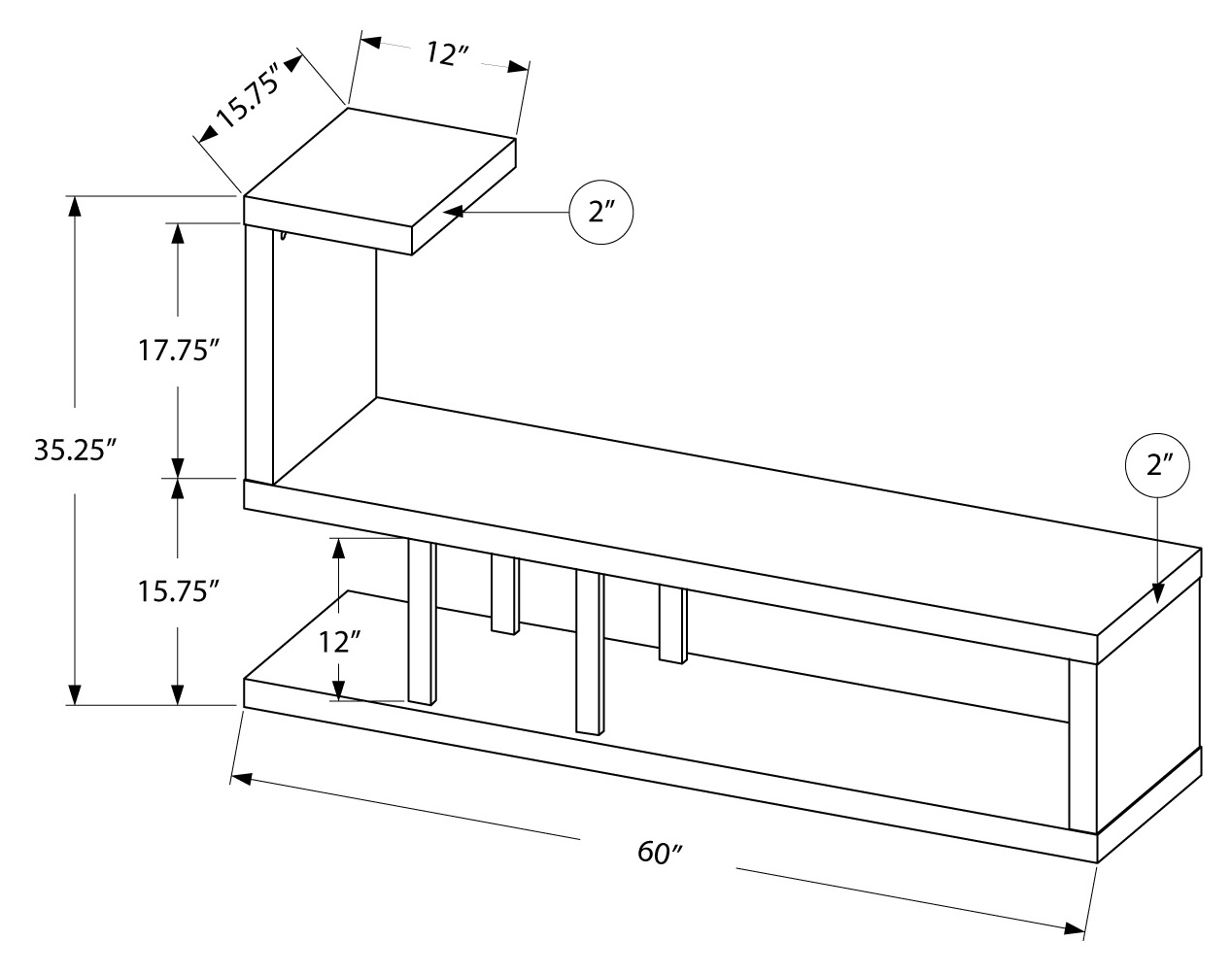 I 2550 - HOLLOW-CORE 60"L TV CONSOLE - CAPPUCCINO