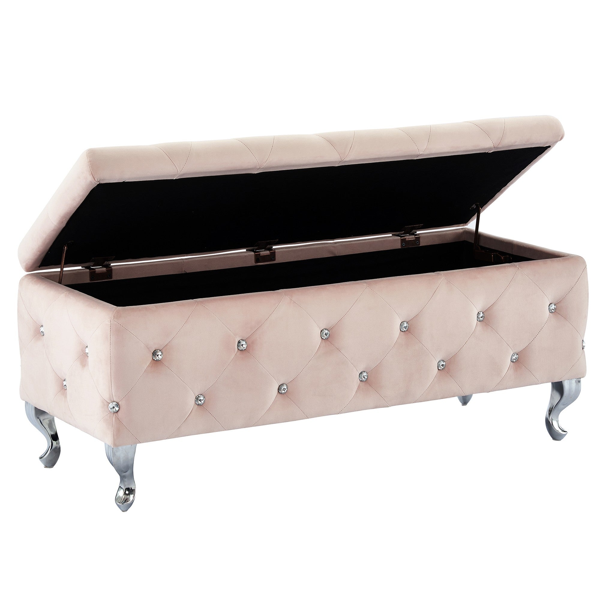 Monique Storage Ottoman in Blush by Worldwide Homefurnishings Inc