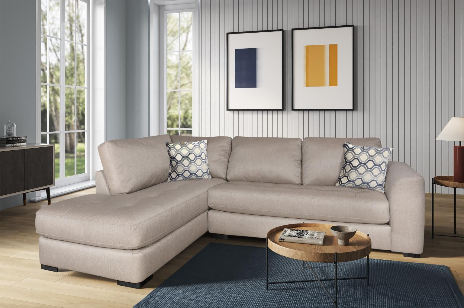 6050 - Sectional with Left Hand Facing Chaise in Base Dove – Lord