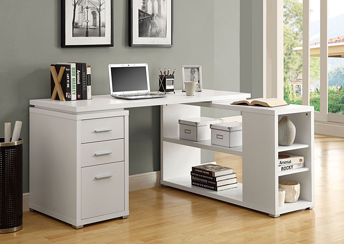 I 7023 - WHITE HOLLOW-CORE LEFT OR RIGHT FACING CORNER DESK by Monarch Specialties Inc