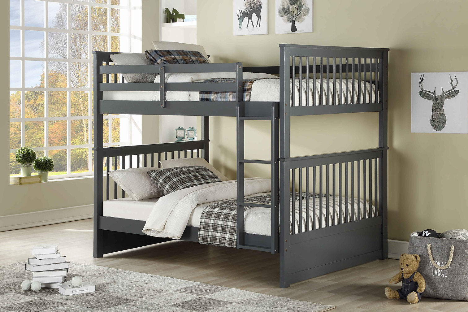 B-123-G (Double/Double) - Double / Double Bunk Bed in Grey by International Furniture