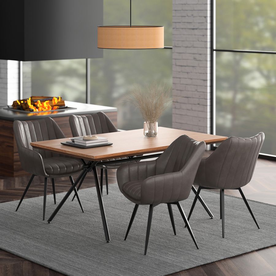 Bronx/Talon - 5pc Dining Set in Natural Table with Charcoal Chair