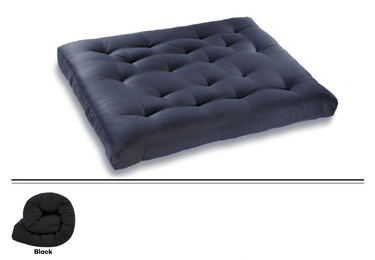 Futon Mattress in Black with Poly Cotton Blend - Double