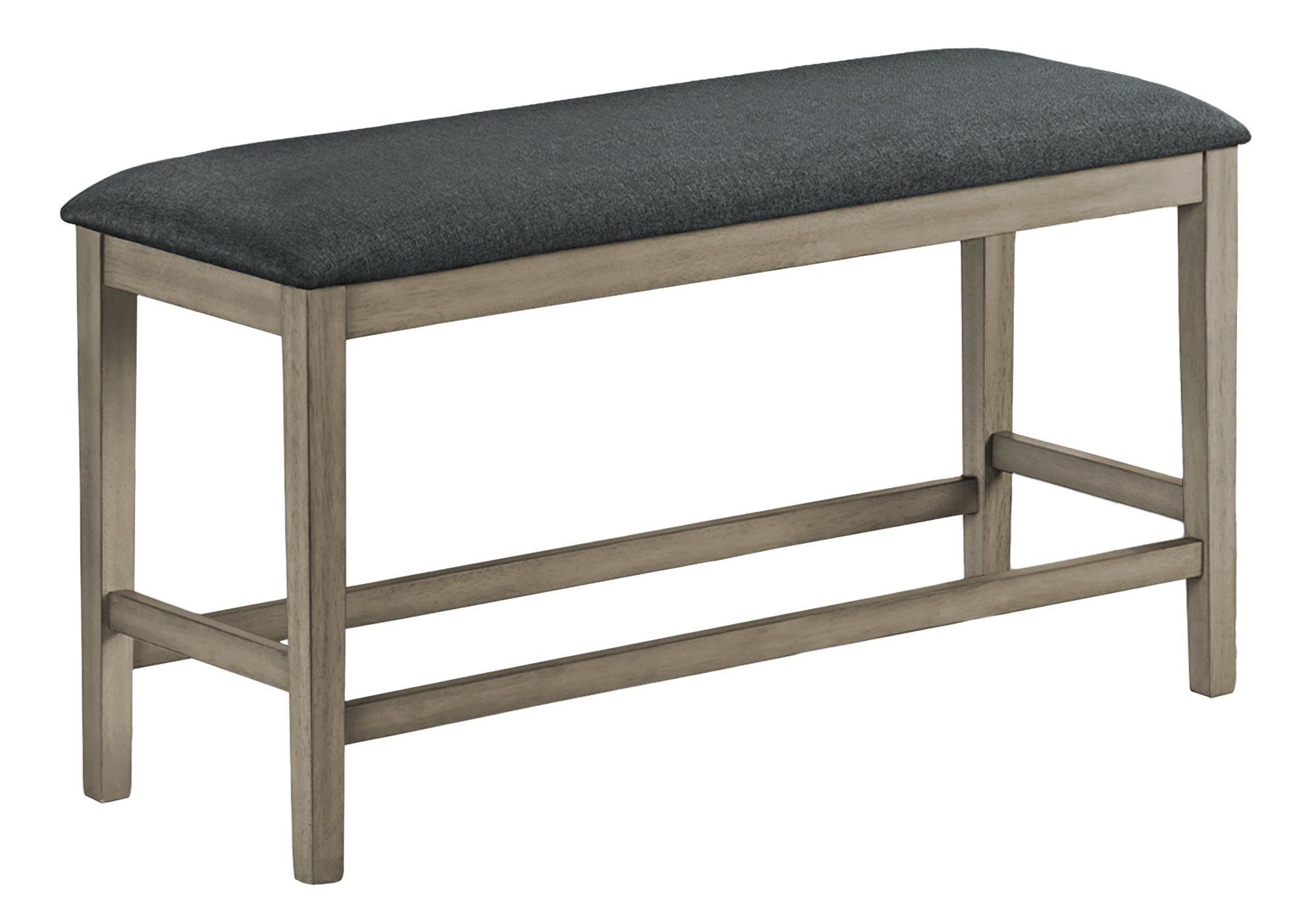 I 1383 - BENCH - 46"L / ANTIQUE GREY / BLACK FABRIC SEAT