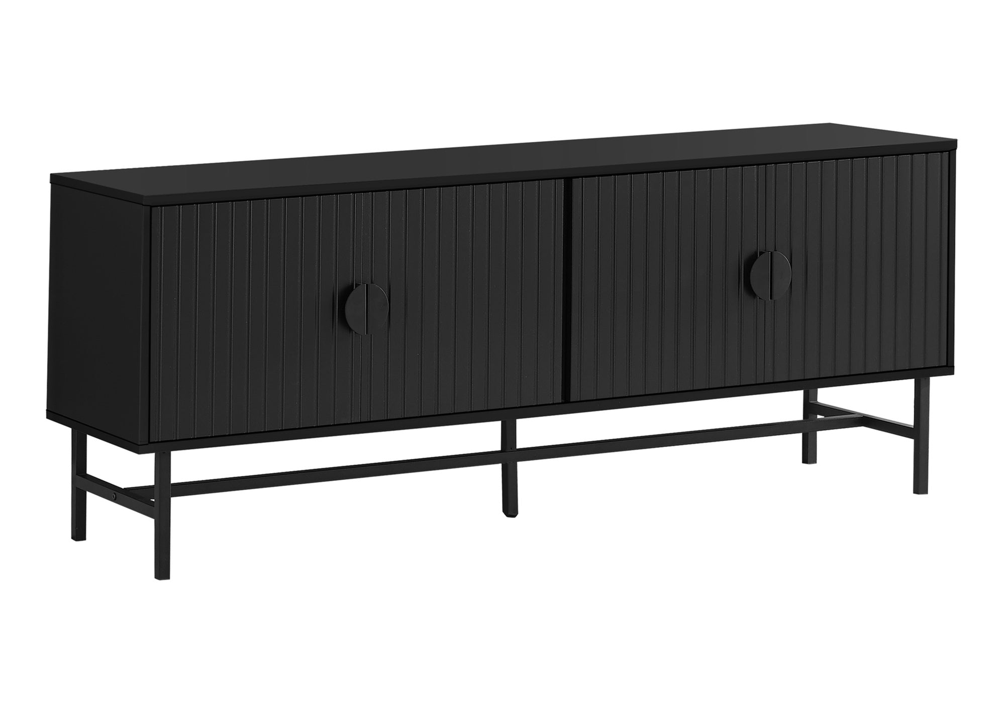 I 2733 - TV STAND - 60"L / BLACK WITH BLACK METAL