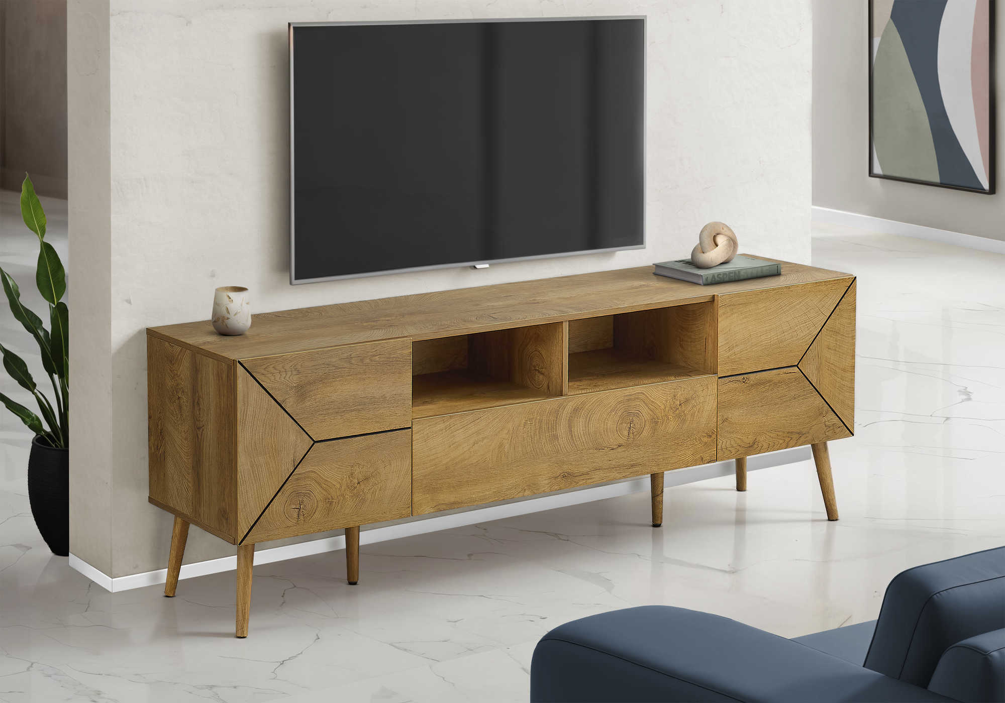 I 2753 - TV STAND - 72"L / WALNUT WITH STORAGE