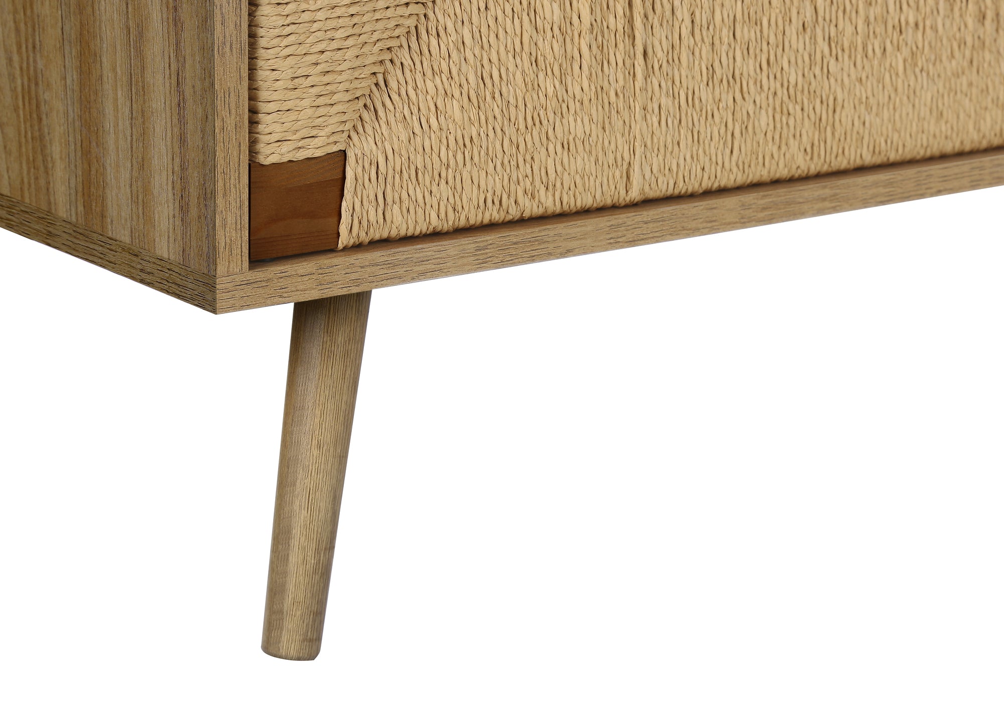 I 2793 - TV STAND - 72"L / LIGHT WALNUT / SEAGRASS-LOOK WITH 3 DOORS