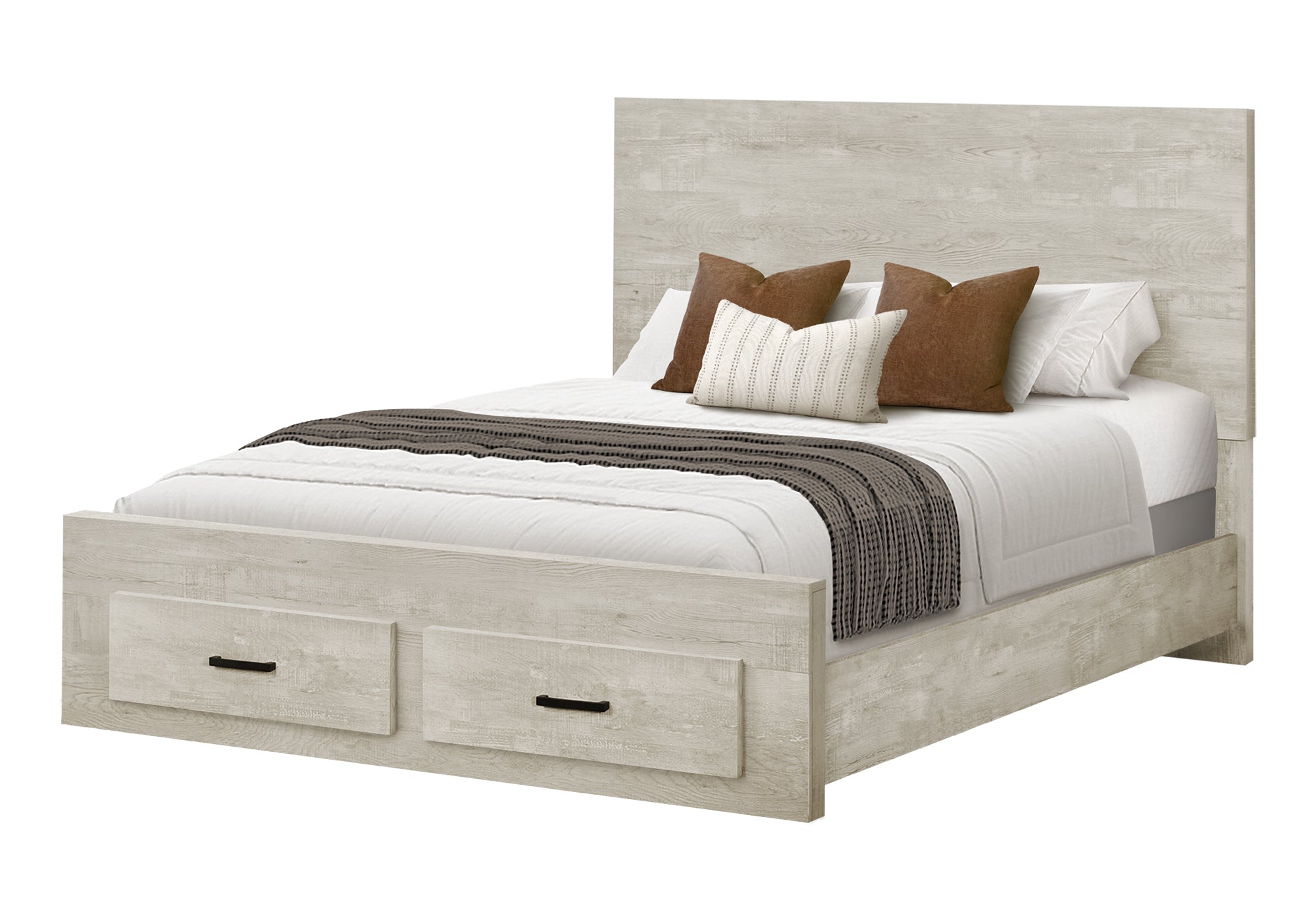 BEDROOM SET - 5Pc - QUEEN SIZE / BLEACHED OAK FINISH