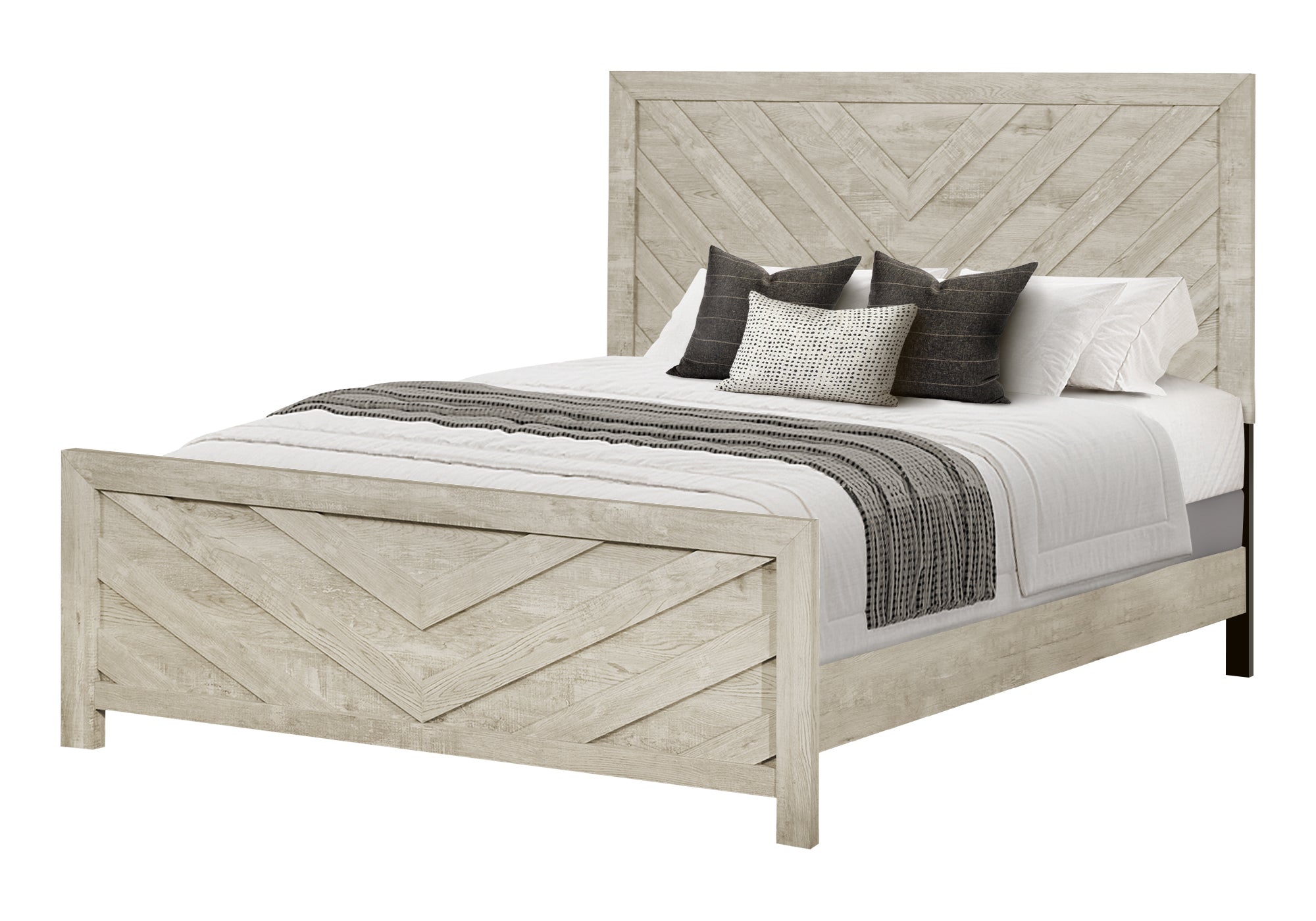 BEDROOM SET - 5Pc - QUEEN SIZE / BLEACHED OAK FINISH
