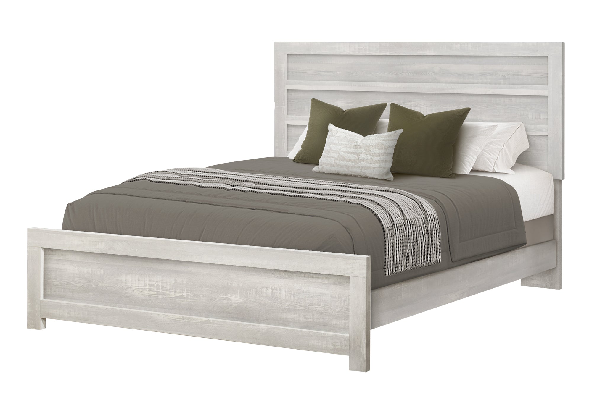 BEDROOM SET - 5Pc - QUEEN SIZE / GREY RECLAIMED