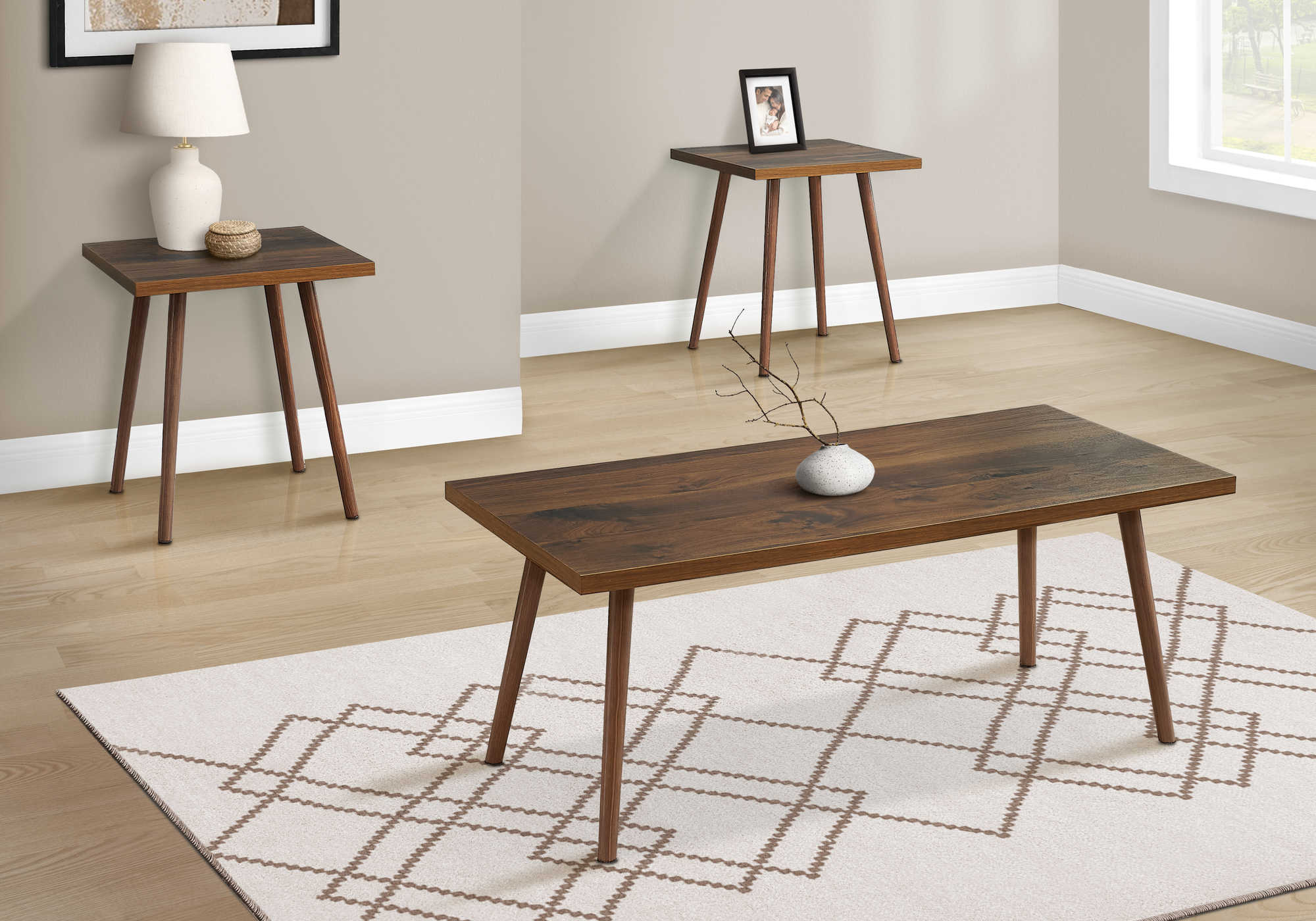 I 7899P - TABLE SET - 3PCS SET / DARK WALNUT