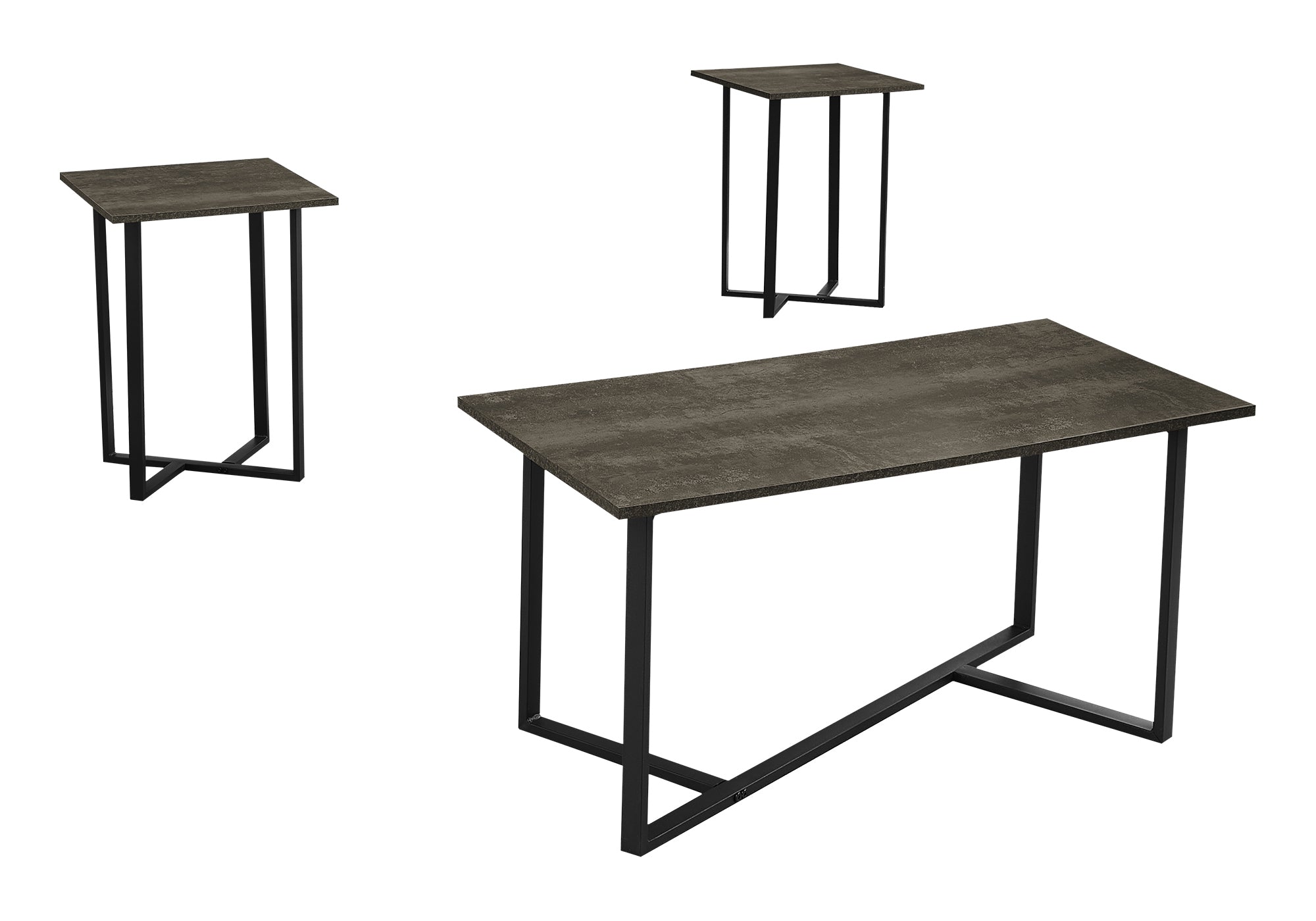 I 7975 - TABLE SET - 3PCS SET / DARK BRONZE / BLACK METAL
