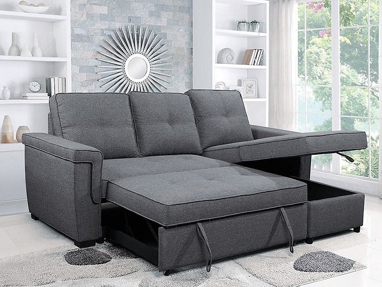 IF-9040 - Sectional Sofa with Bed & Storage, 93" in Grey by International Furniture