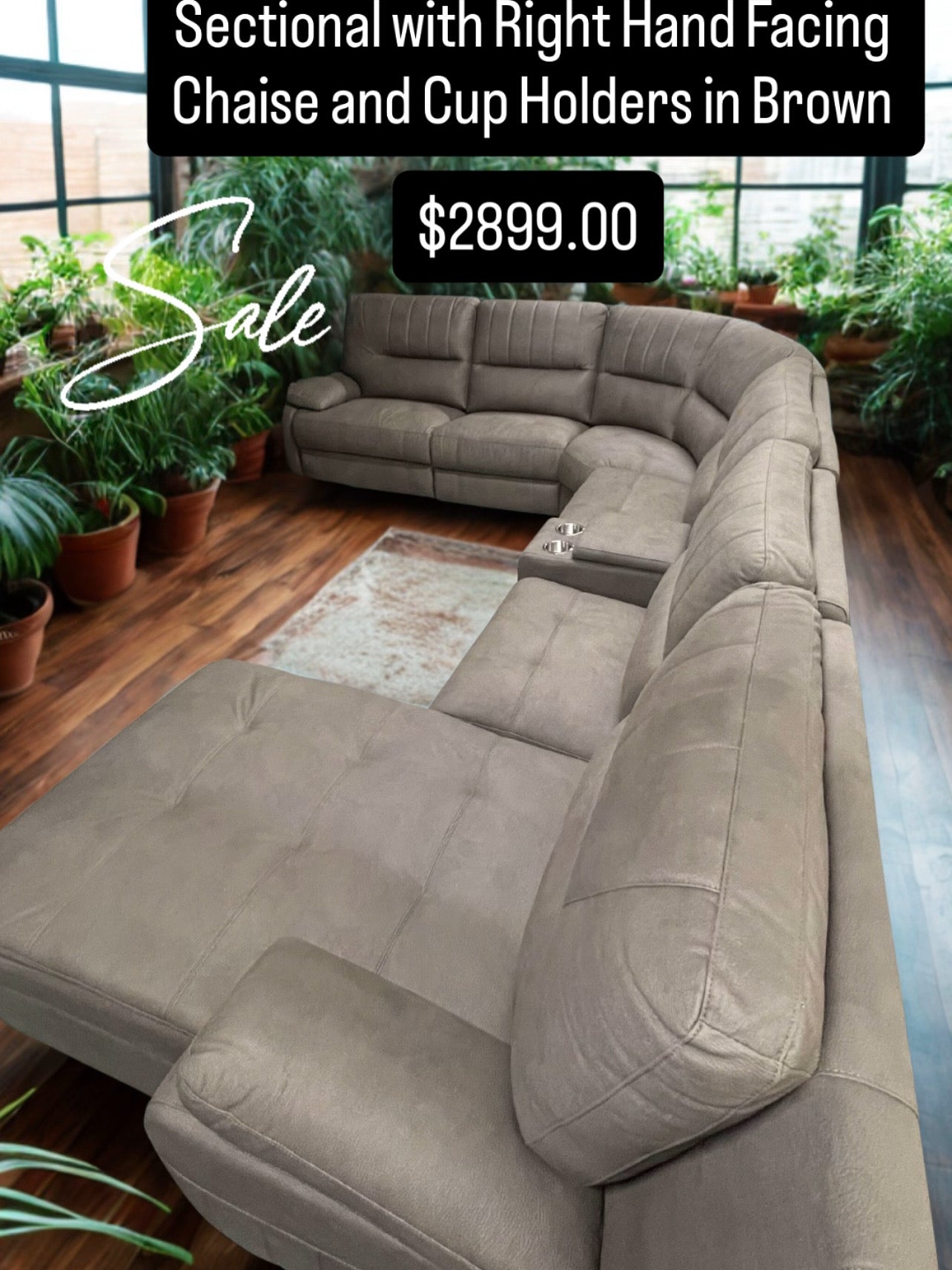 PG9306 - 7PC - Sectional with Right Hand Facing Chaise in Brown