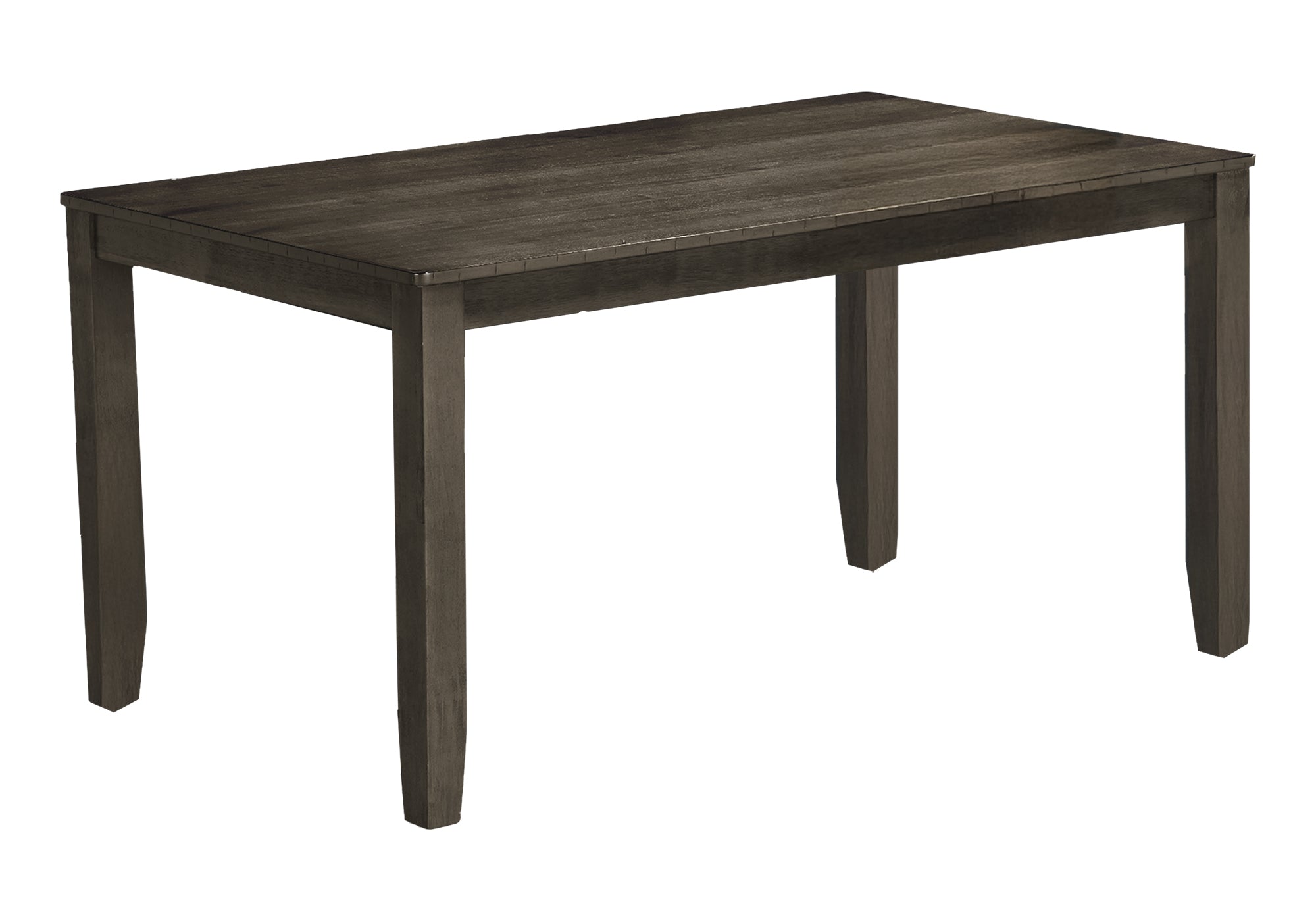 I 1346 / I 1347 - DINING TABLE - ANTIQUE GREY VENEER 36"X 60" / DINING CHAIR - 38"H UPHOLSTERED DARK GREY FABRIC