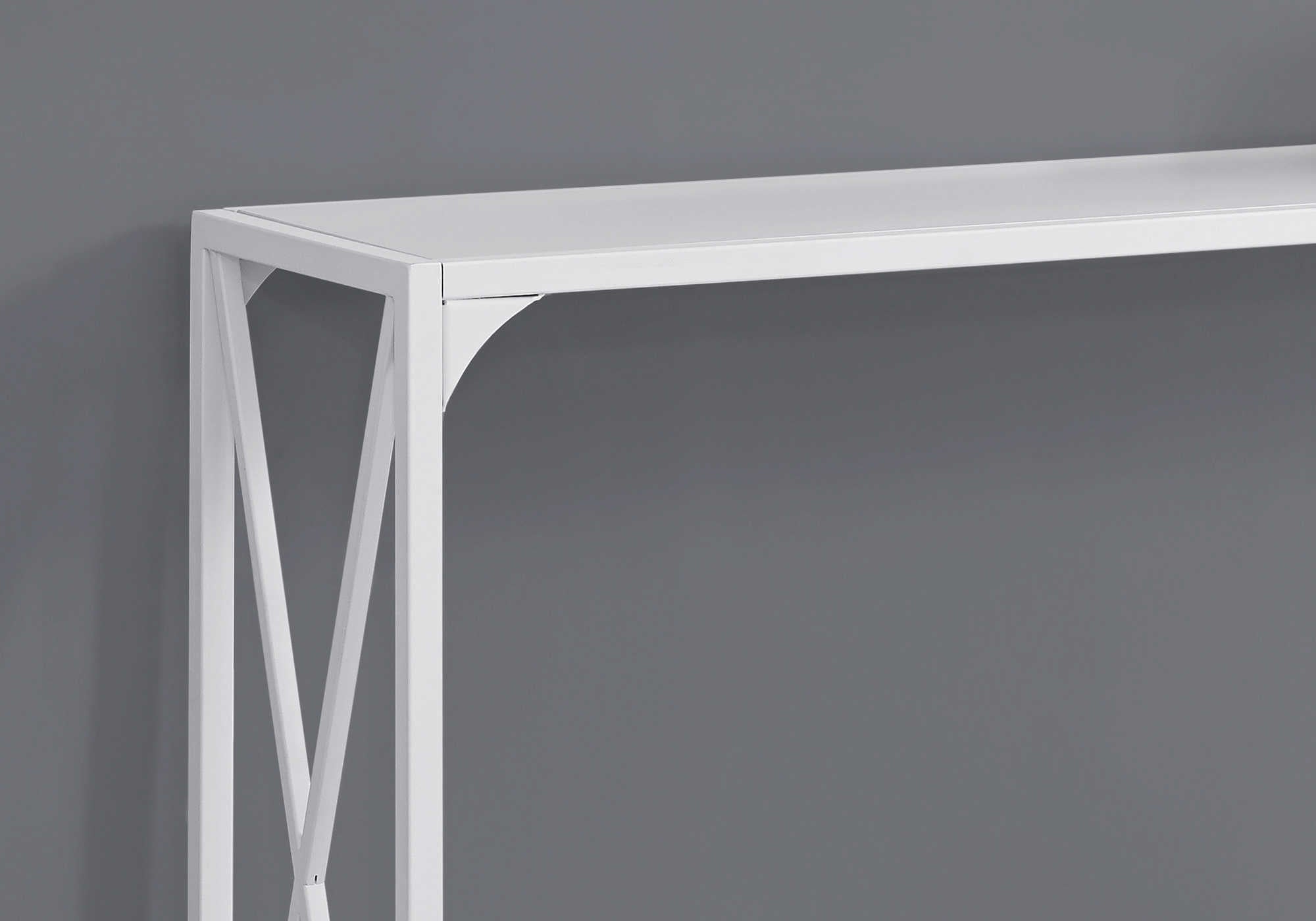 I 2124 - ACCENT TABLE - 48"L / WHITE / WHITE METAL HALL CONSOLE BY MONARCH SPECIALTIES INC