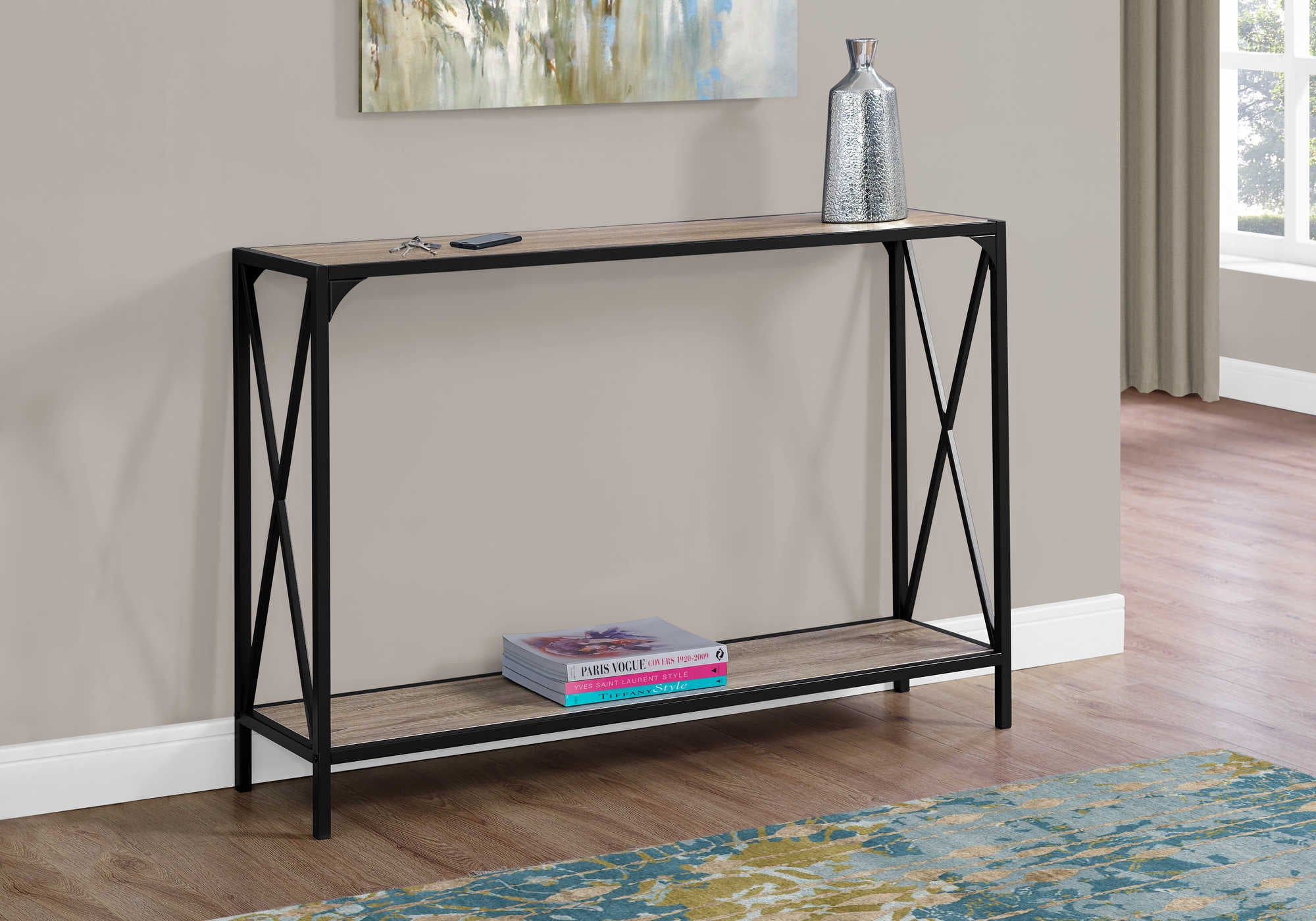 I 2125 - ACCENT TABLE - 48"L / DARK TAUPE / BLACK HALL CONSOLE BY MONARCH SPECIALTIES INC