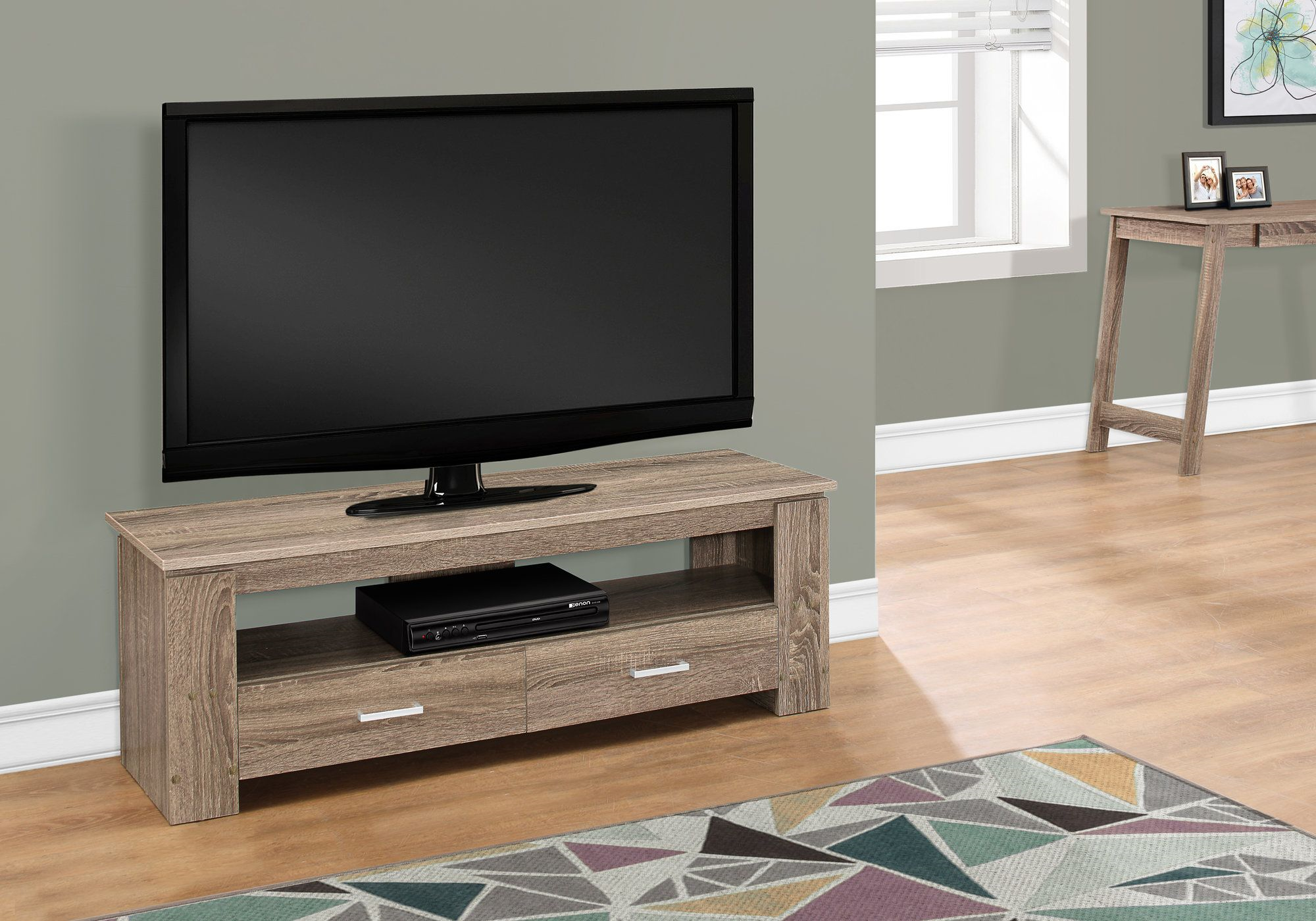 I 2602 - TV STAND - 48"L / DARK TAUPE WITH 2 STORAGE DRAWERS