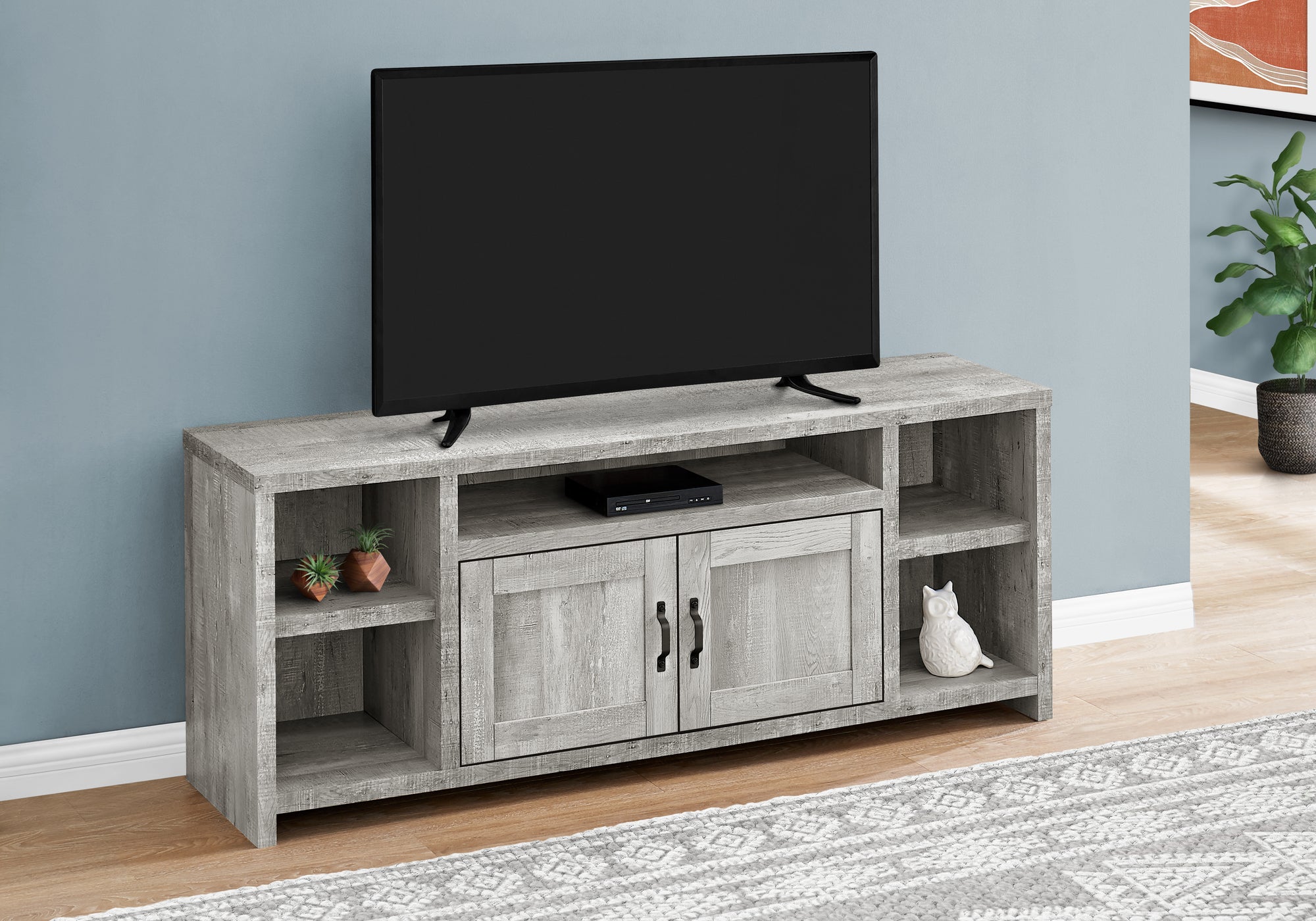 I 2741 - TV STAND - 60"L / GREY RECLAIMED WOOD-LOOK BY MONARCH SPECIALTIES INC