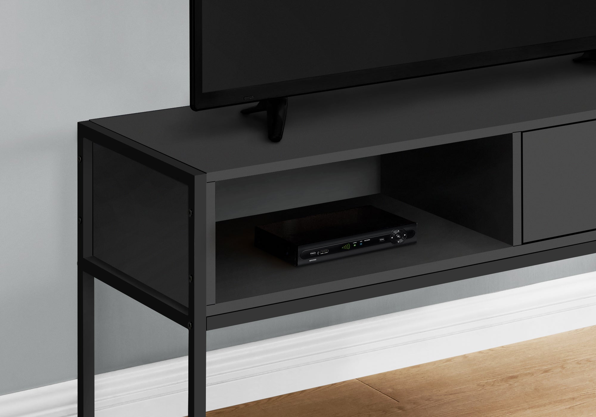 I 2874 - TV STAND - 48"L / BLACK / BLACK METAL BY MONARCH SPECIALTIES INC