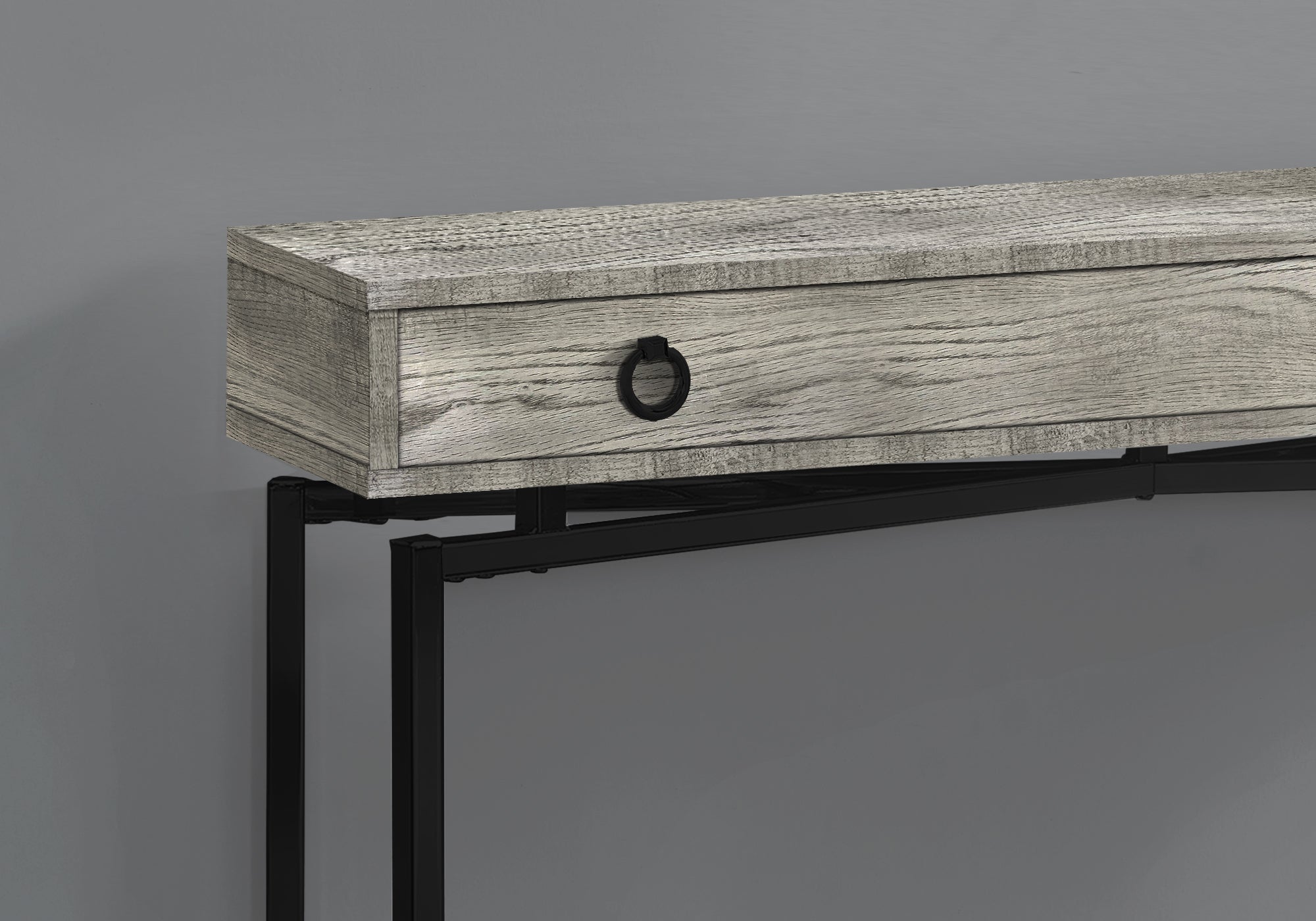 I 3454 - ACCENT TABLE - 42"L / GREY RECLAIMED WOOD / BLACK CONSOLE BY MONARCH SPECIALTIES INC