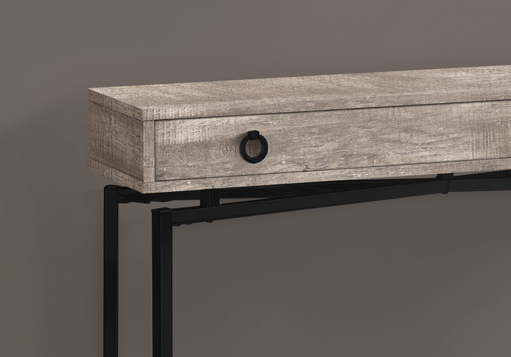 I 3455 - ACCENT TABLE - 42"L / TAUPE RECLAIMED WOOD/ BLACK CONSOLE BY MONARCH SPECIALTIES INC