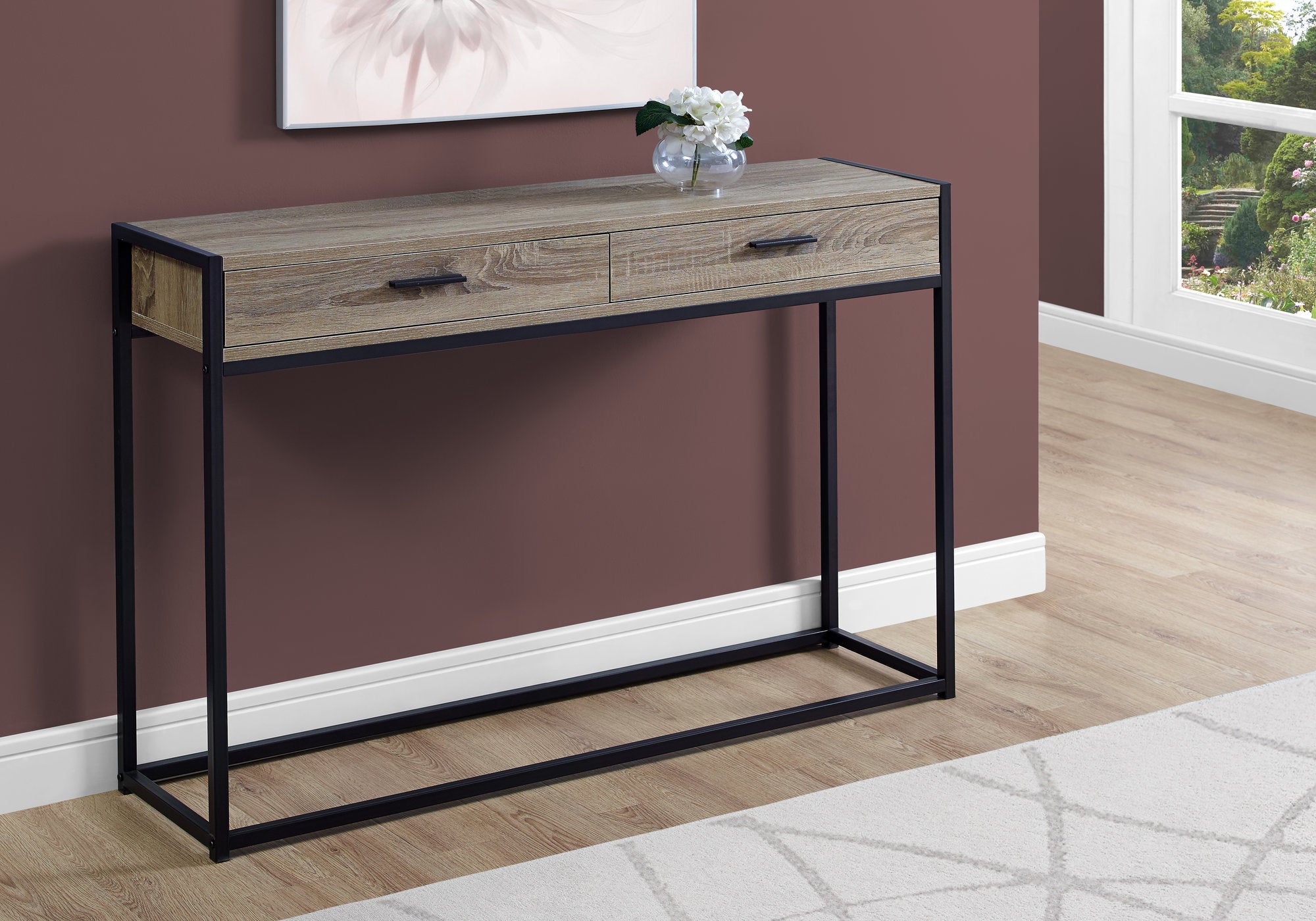 I 3511 - ACCENT TABLE - 48"L / DARK TAUPE / BLACK HALL CONSOLE BY MONARCH SPECIALTIES INC