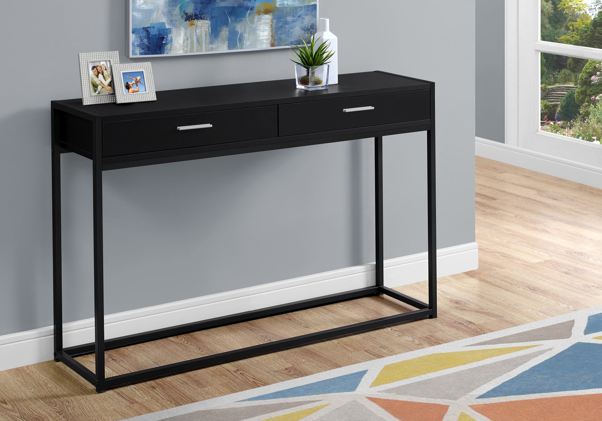 I 3512 - ACCENT TABLE - 48"L / BLACK / BLACK METAL HALL CONSOLE BY MONARCH SPECIALTIES INC