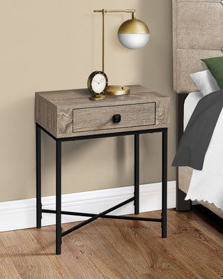 I 3544 - ACCENT TABLE - 22"H / DARK TAUPE / BLACK METAL BY MONARCH SPECIALTIES INC