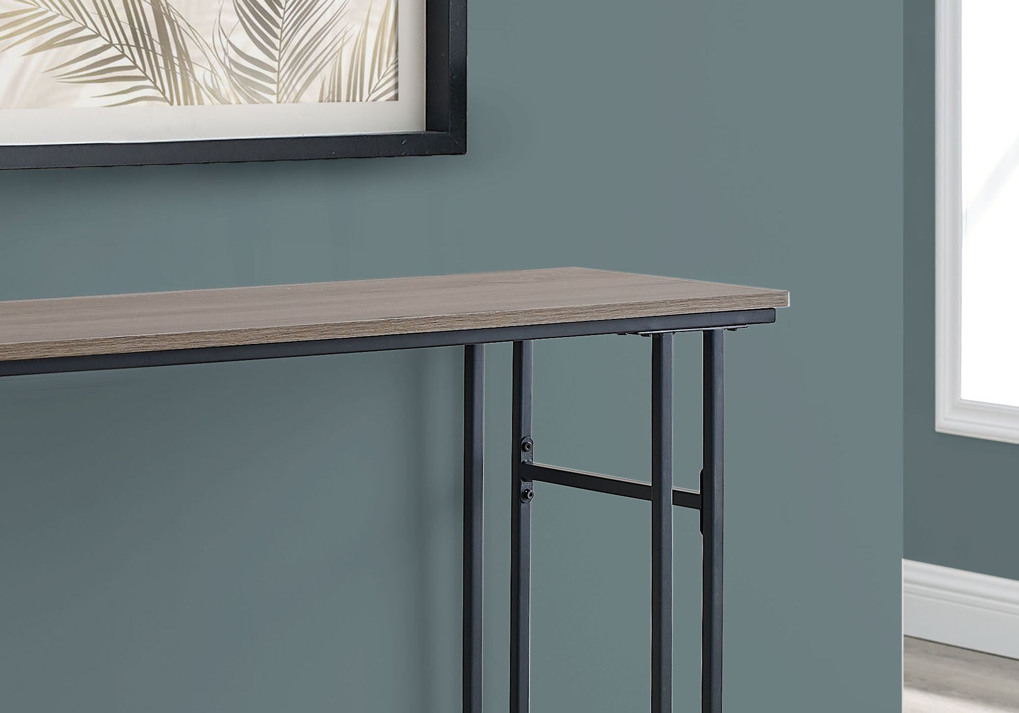 I 3577 - ACCENT TABLE - 48"L / TAUPE / BLACK METAL HALL CONSOLE BY MONARCH SPECIALTIES INC