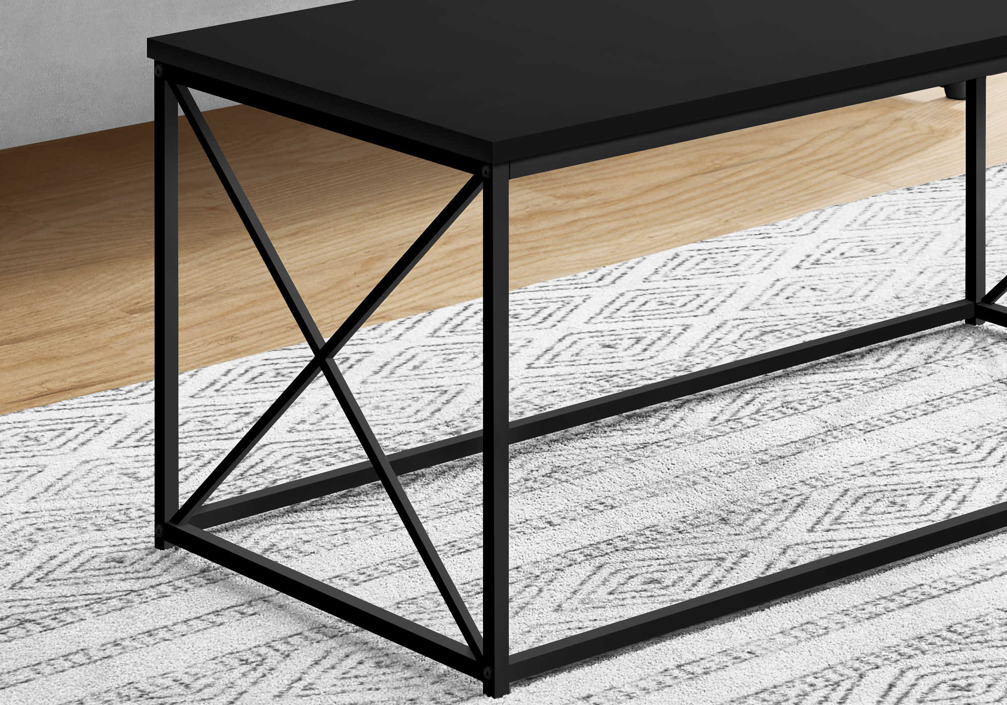 I 3781 - COFFEE TABLE - 40"L / BLACK / BLACK METAL BY MONARCH SPECIALTIES INC