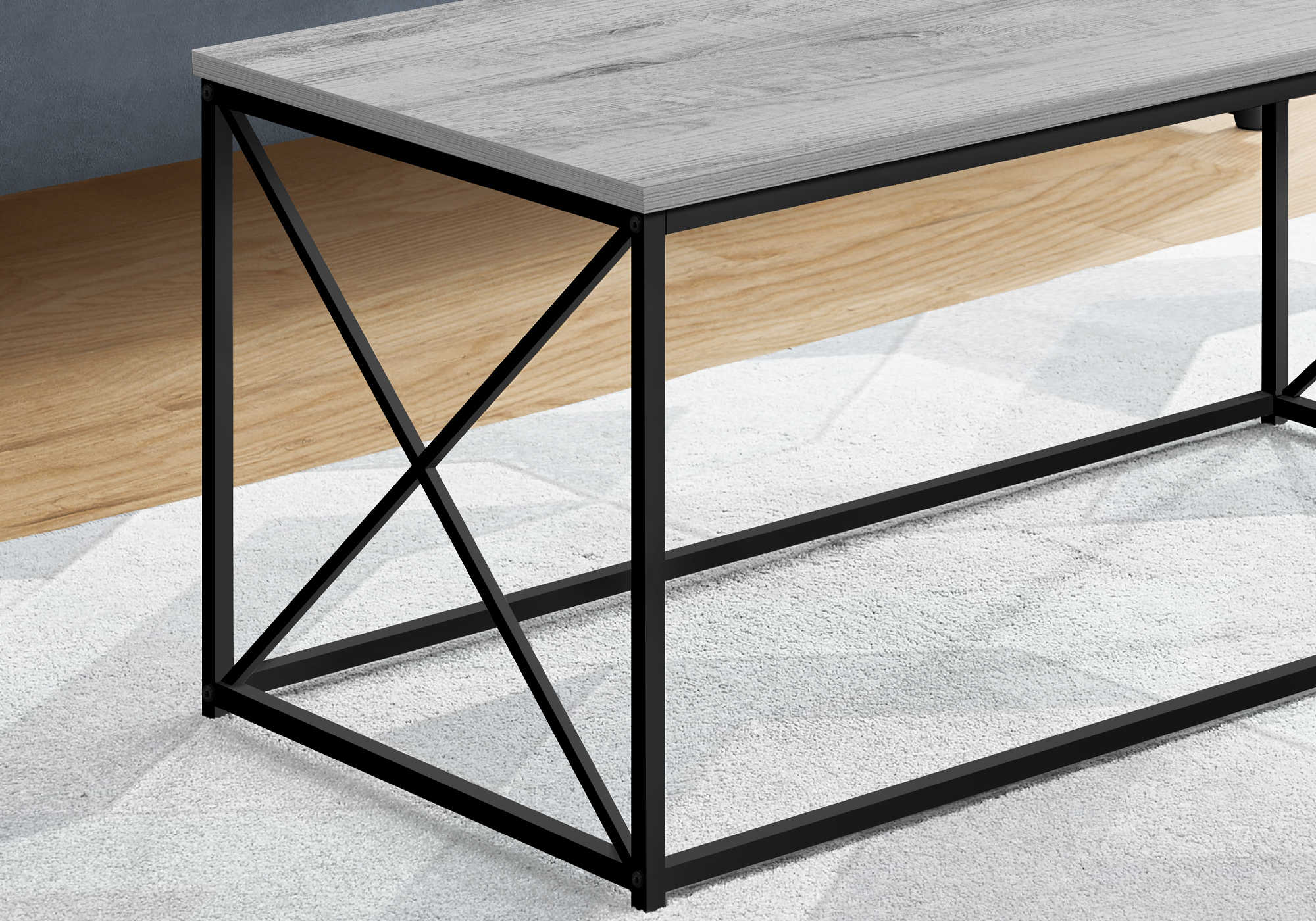 I 3782 - COFFEE TABLE - 40"L / GREY / BLACK METAL BY MONARCH SPECIALTIES INC