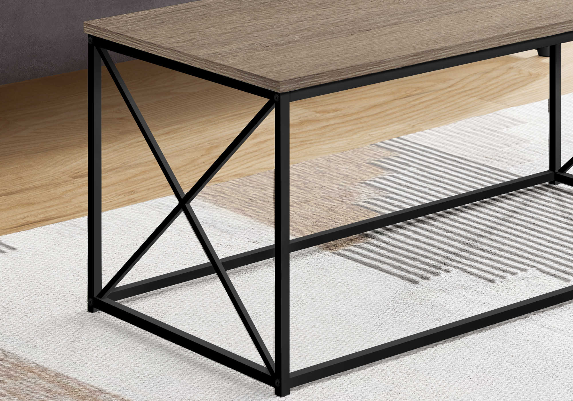 I 3786 - COFFEE TABLE - 40"L / DARK TAUPE / BLACK METAL BY MONARCH SPECIALTIES INC