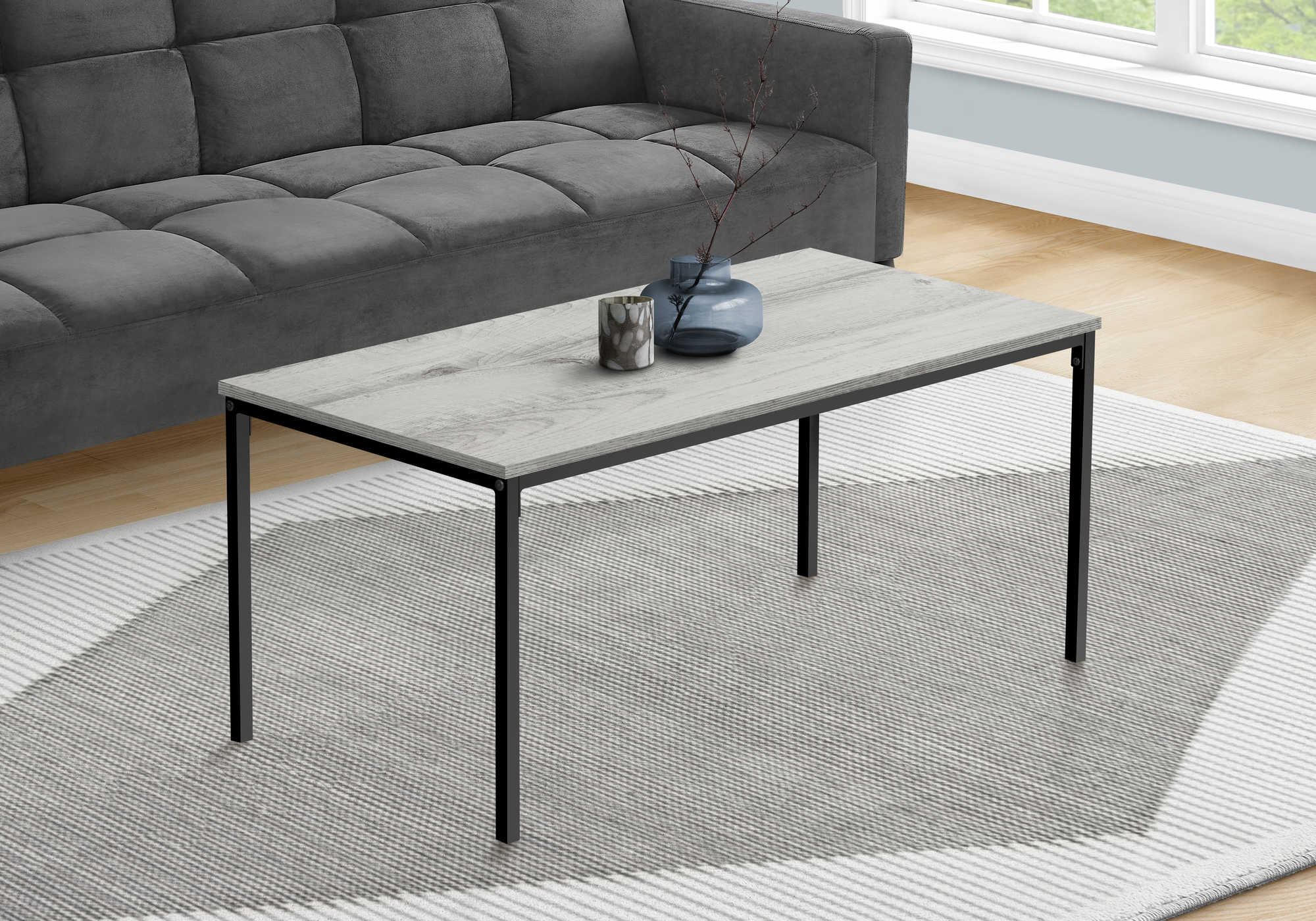 I 3796 - COFFEE TABLE - 40"L / GREY / BLACK METAL BY MONARCH SPECIALTIES INC