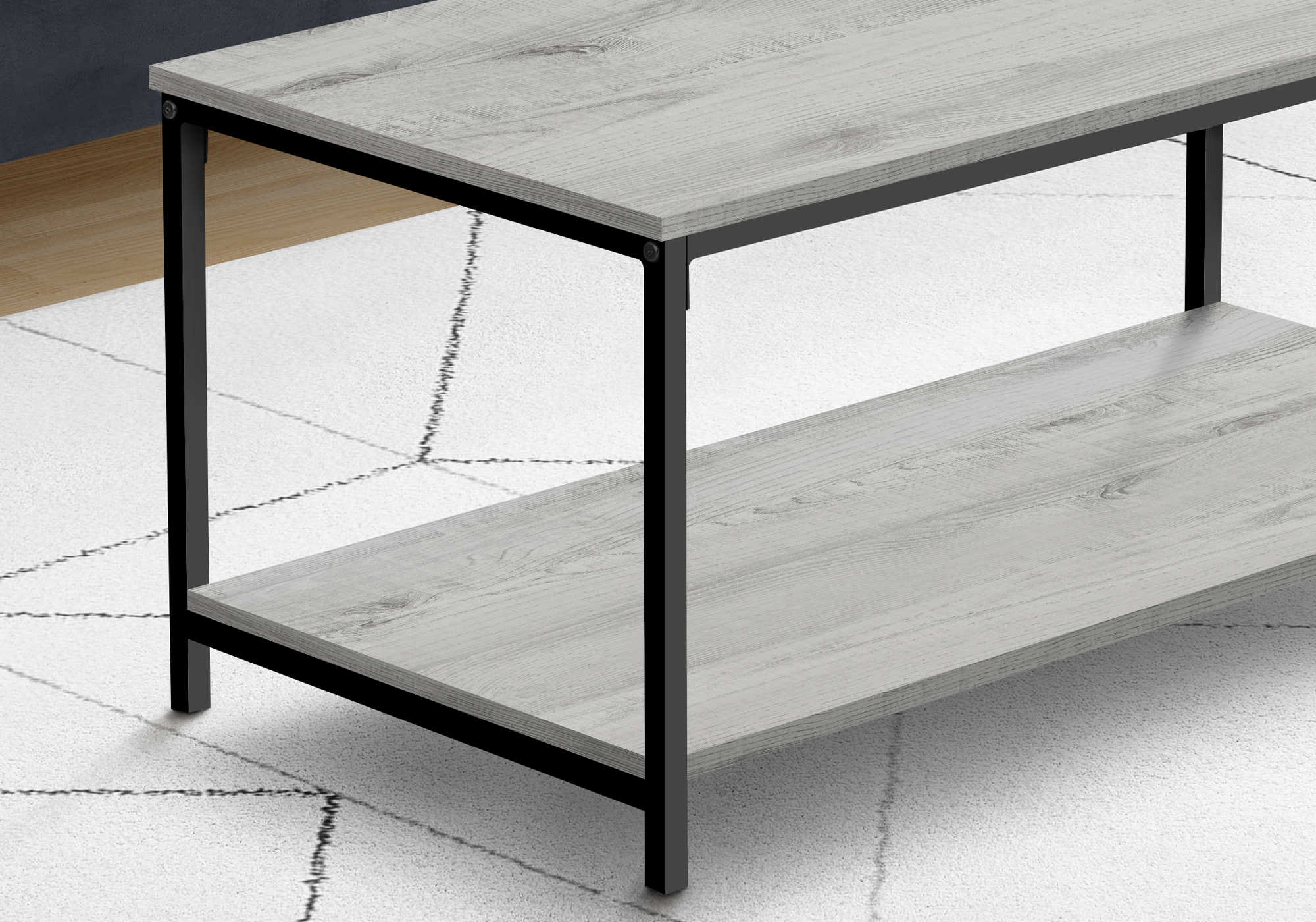 I 3801 - COFFEE TABLE - 40"L / GREY / BLACK METAL BY MONARCH SPECIALTIES INC