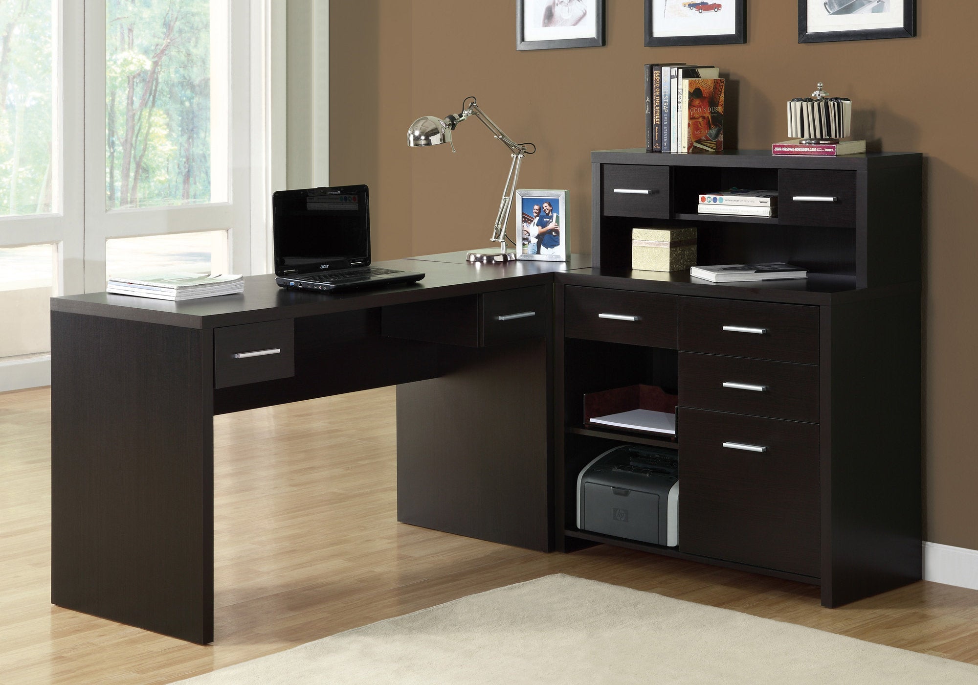 I 7018 - COMPUTER DESK - ESPRESSO LEFT OR RIGHT FACING CORNER BY MONARCH SPECIALTIES INC