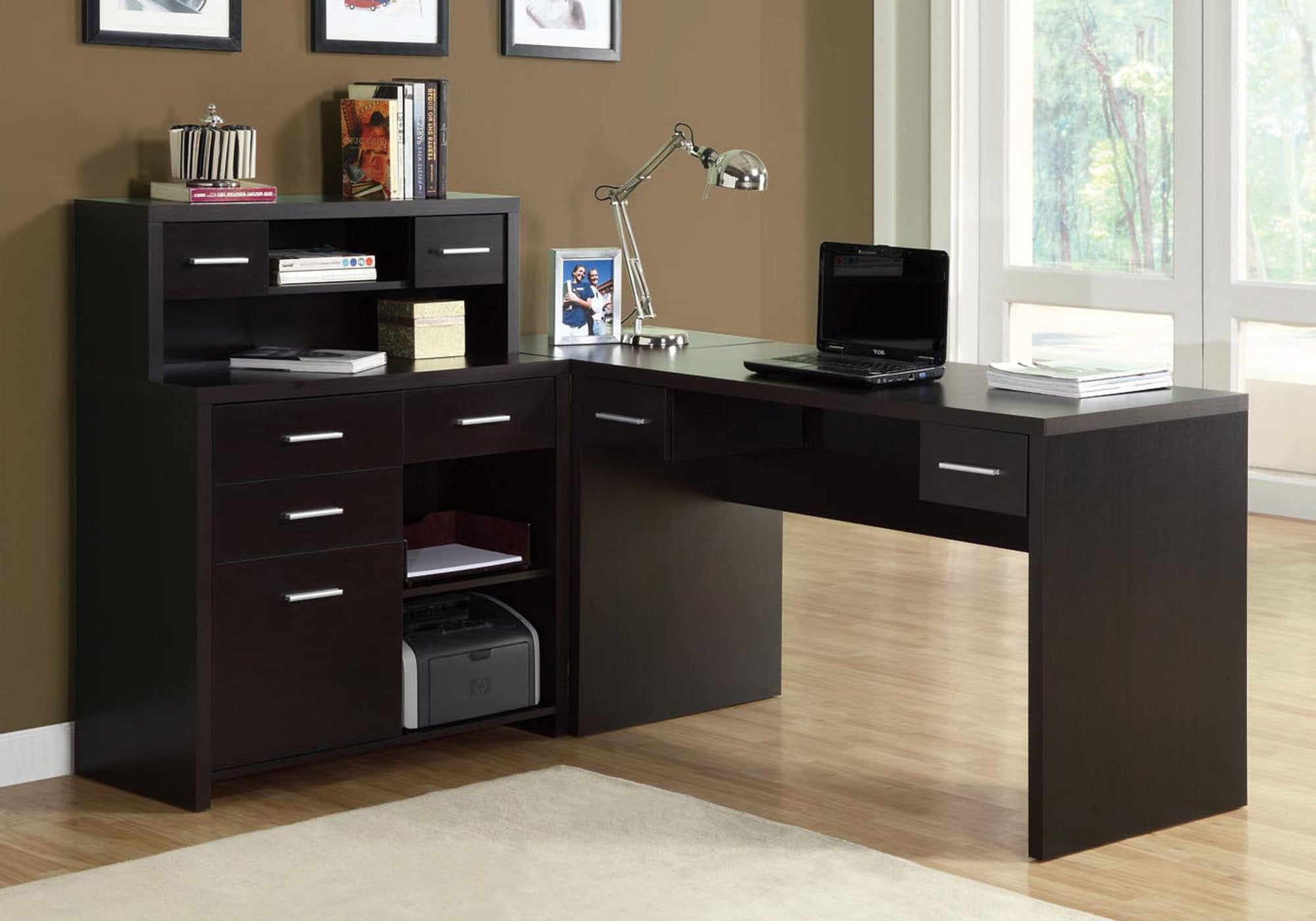 I 7018 - COMPUTER DESK - ESPRESSO LEFT OR RIGHT FACING CORNER BY MONARCH SPECIALTIES INC