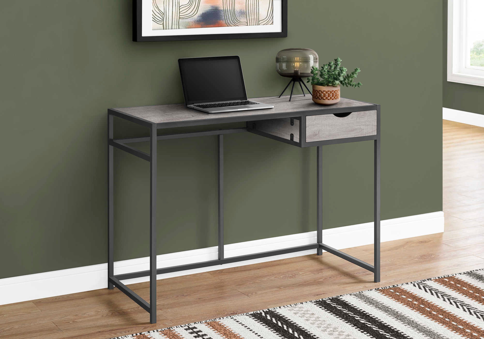 I 7217 - COMPUTER DESK - 42"L / GREY / DARK GREY METAL BY MONARCH SPECIALTIES INC