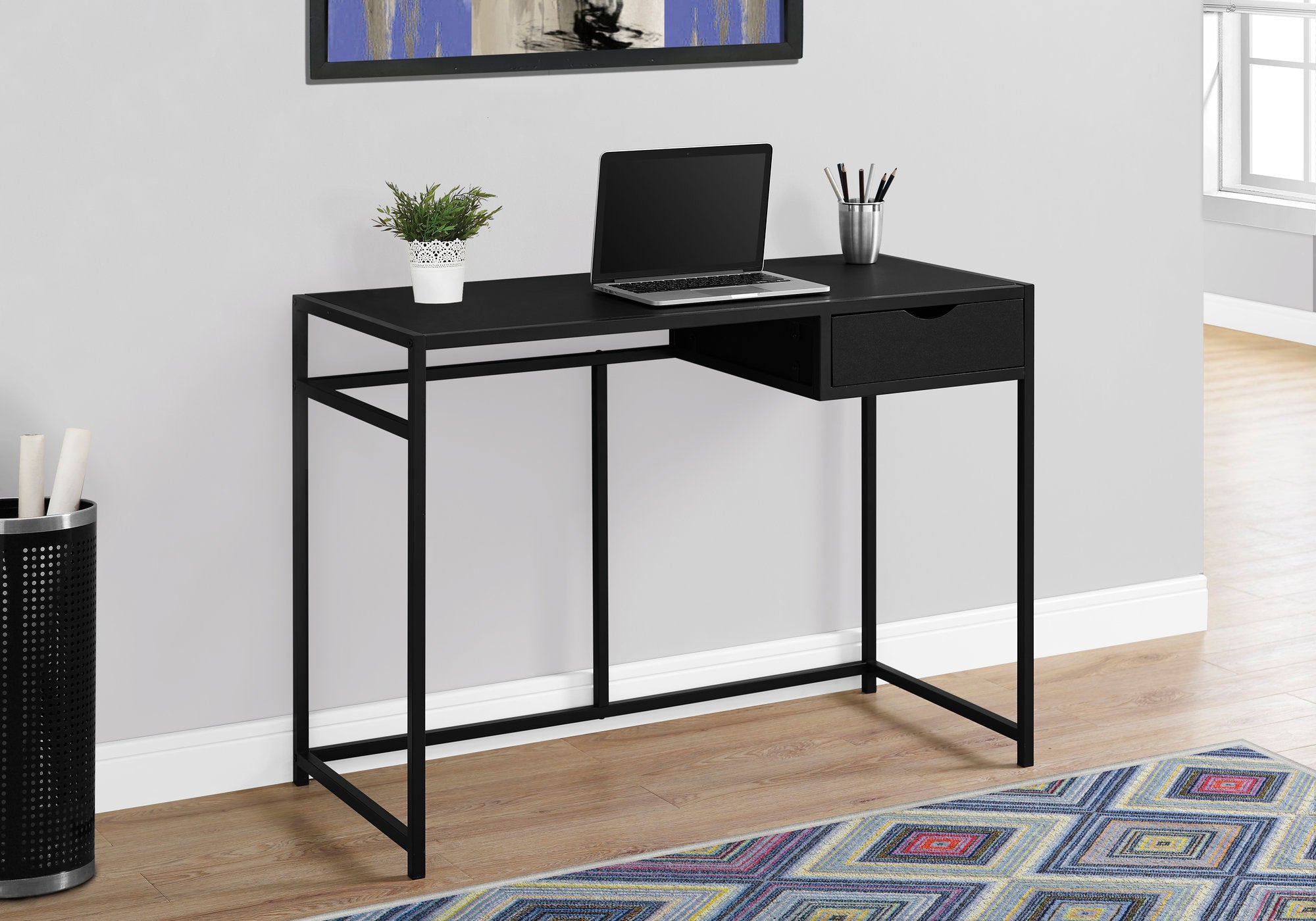 I 7220 - COMPUTER DESK - 42"L / BLACK / BLACK METAL BY MONARCH SPECIALTIES INC