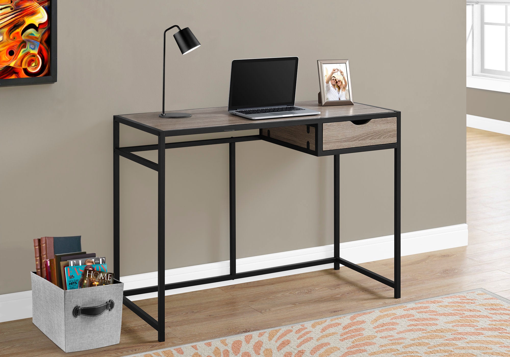 I 7221 - COMPUTER DESK - 42"L / DARK TAUPE / BLACK METAL BY MONARCH SPECIALTIES INC