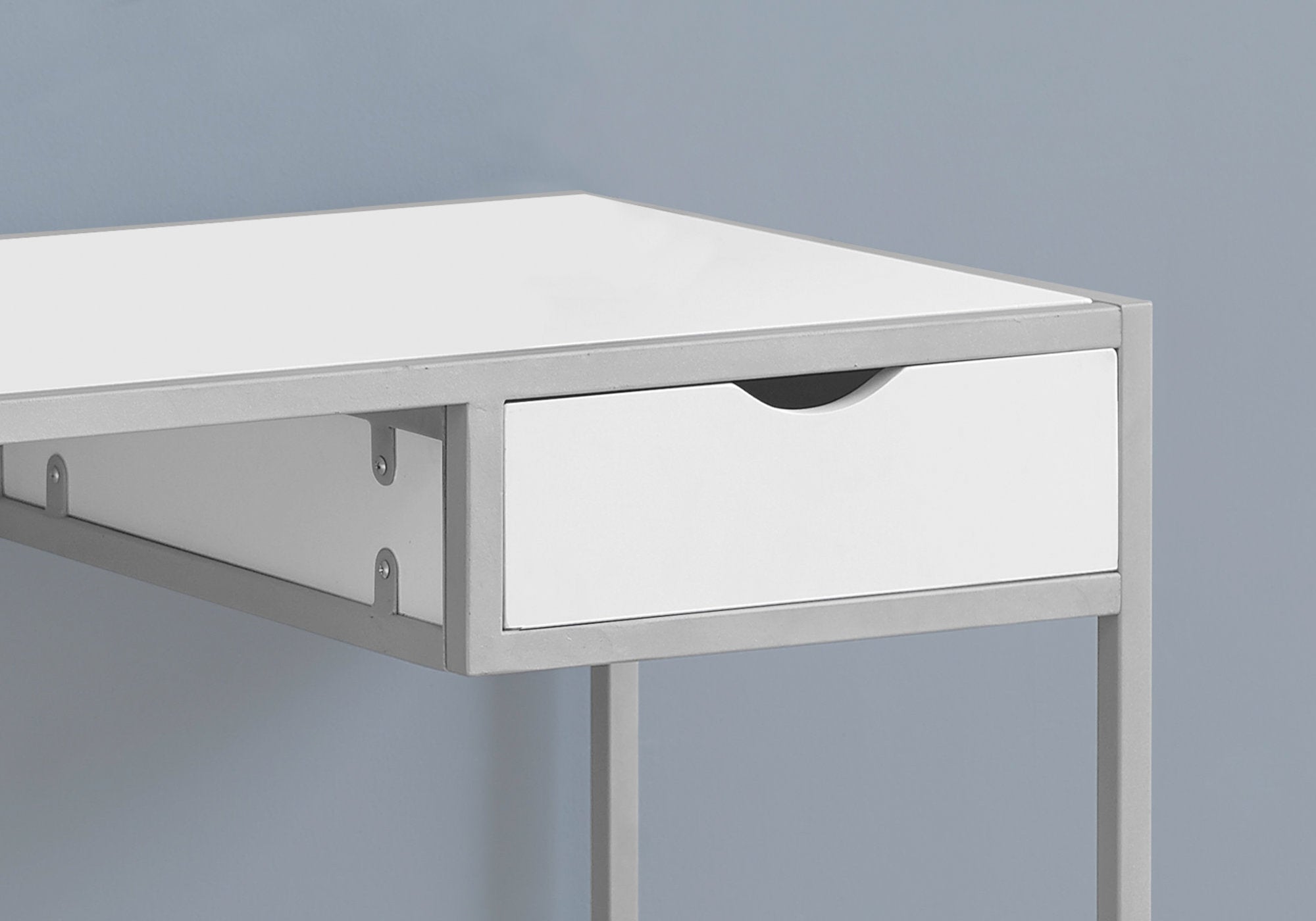 I 7222 - COMPUTER DESK - 42"L / WHITE / SILVER METAL BY MONARCH SPECIALTIES INC