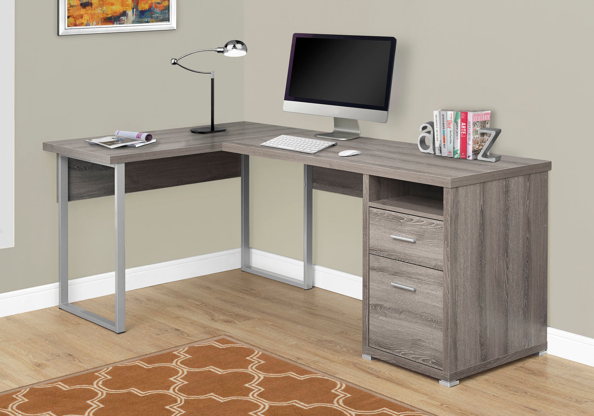 I 7255 - COMPUTER DESK - 80"L / DARK TAUPE LEFT OR RIGHT FACING BY MONARCH SPECIALTIES INC