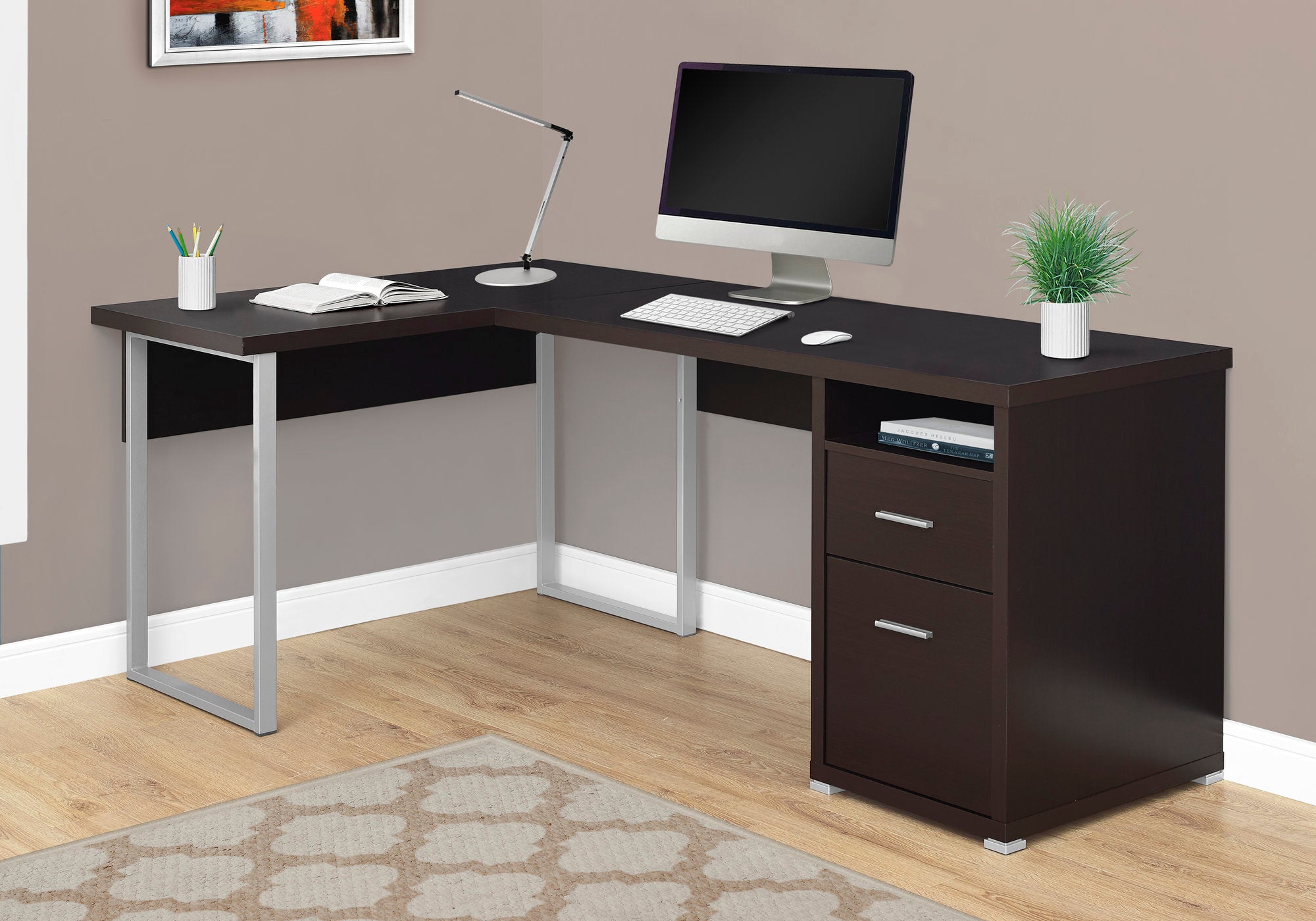 I 7256- COMPUTER DESK - 80"L / ESPRESSO LEFT OR RIGHT FACING BY MONARCH SPECIALTIES INC